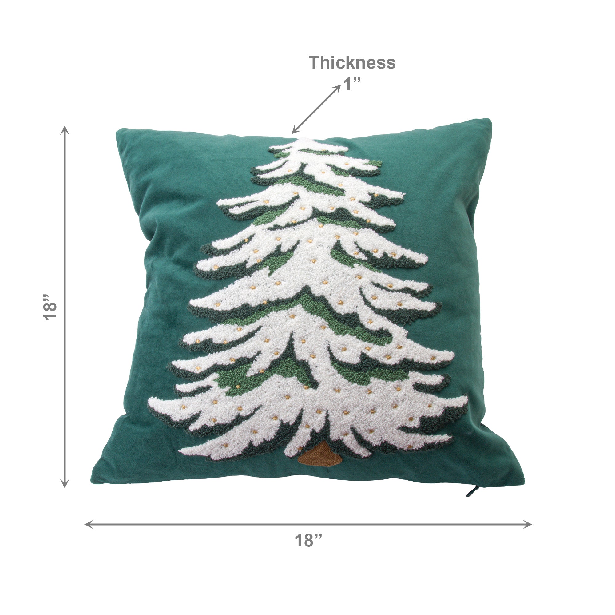 Polyester Embroidered Cushion White Tree, Throw Pillow, Holiday Decor- Set of 2
