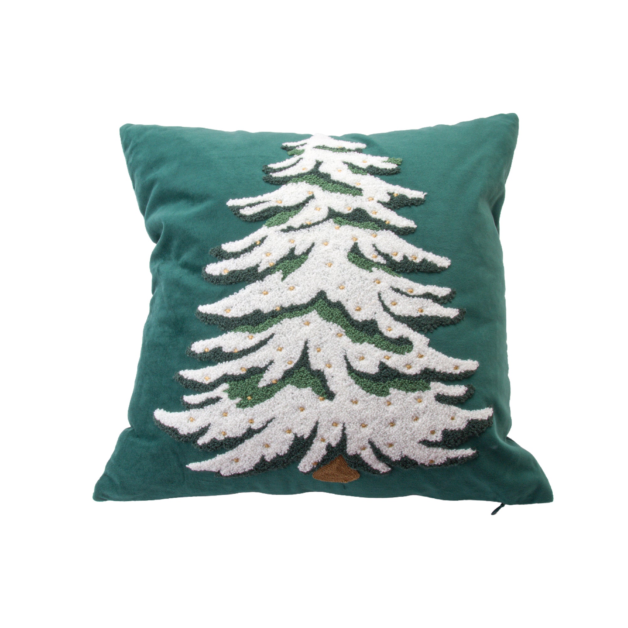Polyester Embroidered Cushion White Tree, Throw Pillow, Holiday Decor- Set of 2