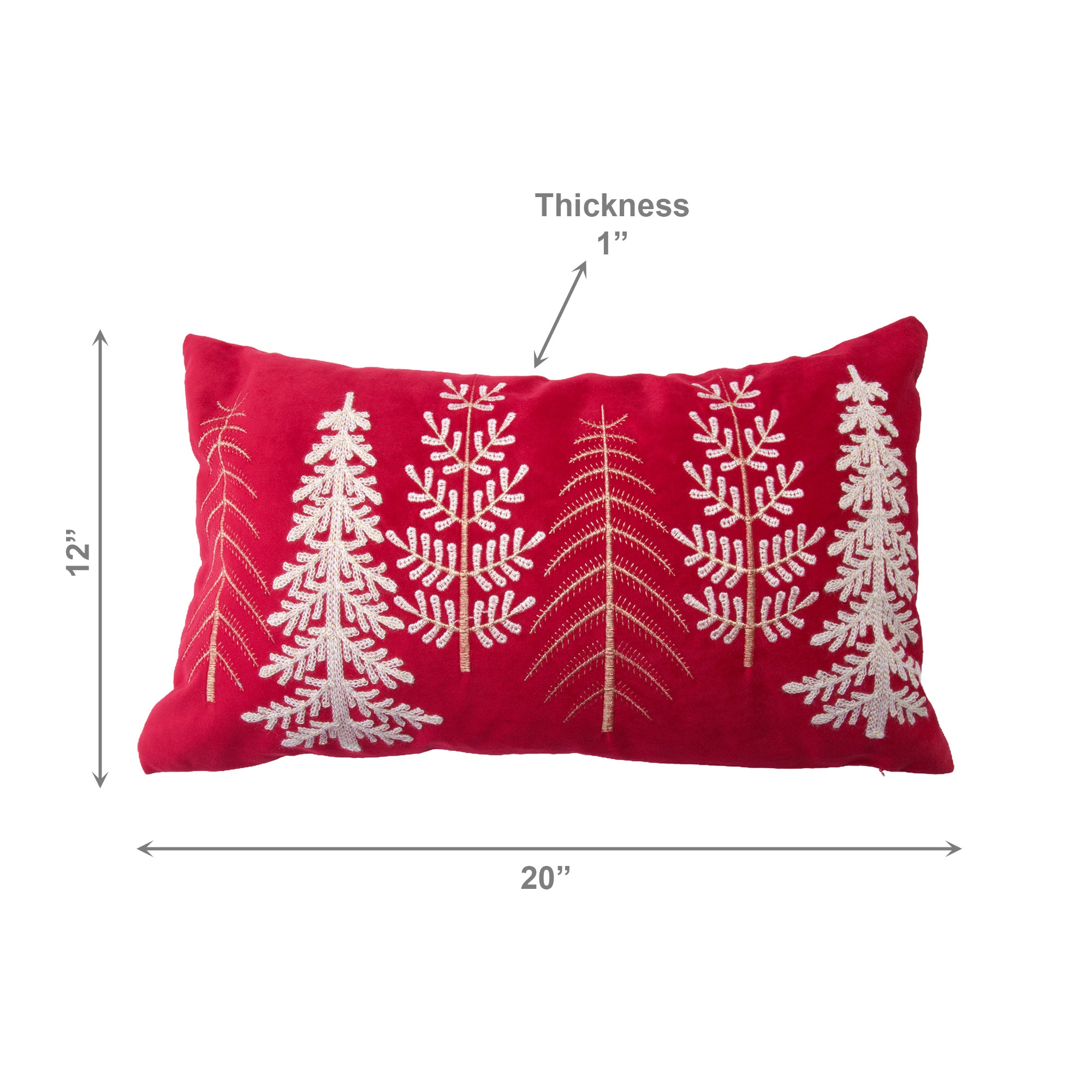 Polyester Embroidered Cushion Trees Red, Throw Pillow, Holiday Decor- Set of 2