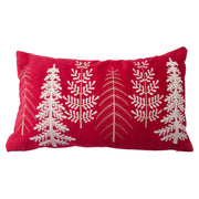 Polyester Embroidered Cushion Trees Red, Throw Pillow, Holiday Decor- Set of 2