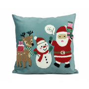 Polyester Embroidered Cushion Deer, Snowman & Santa, Christmas, Throw Pillow, Holiday Decor- Set of 2