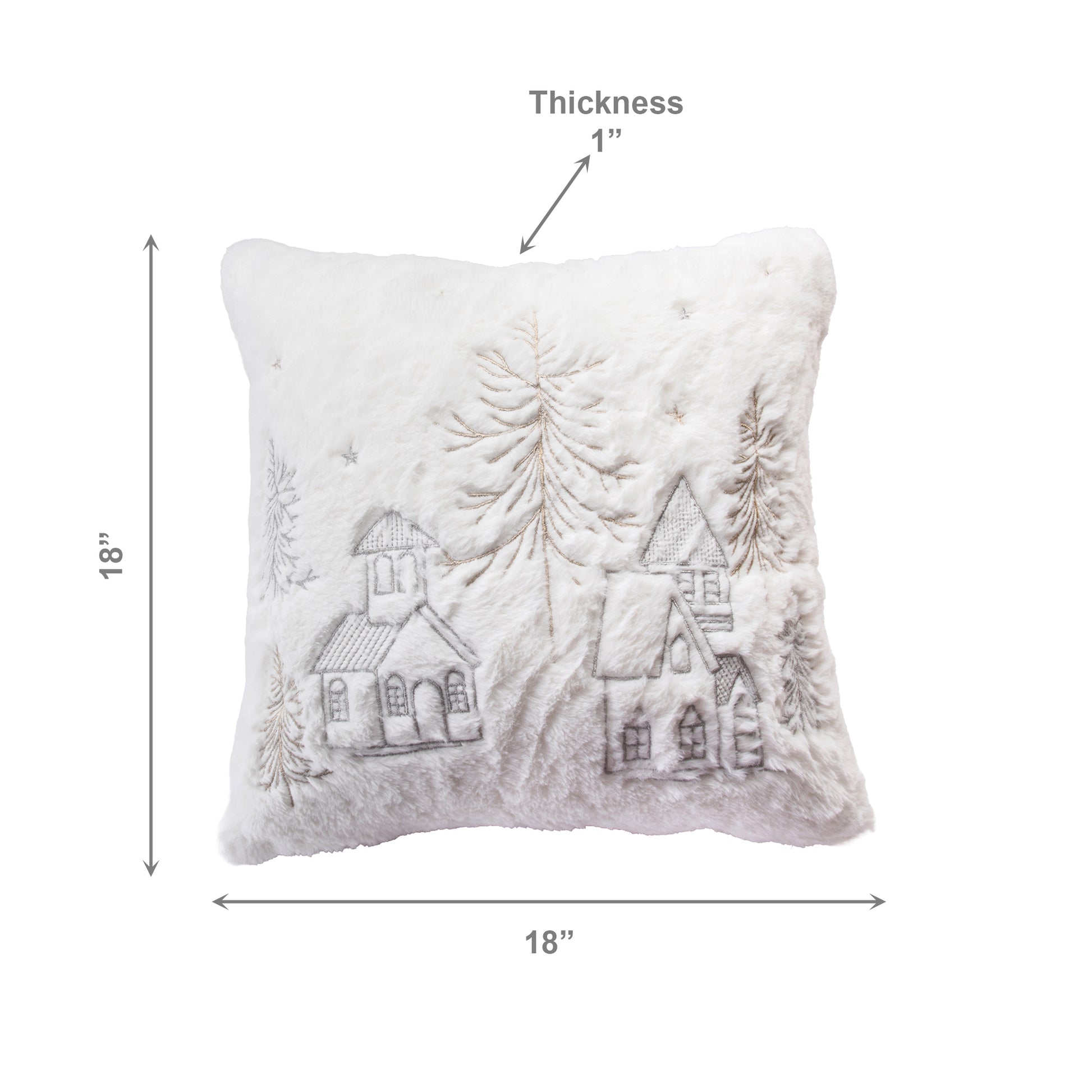Polyester Embroidered Cushion Winter Village, Winter, Throw Pillow, Holiday Decor- Set of 2