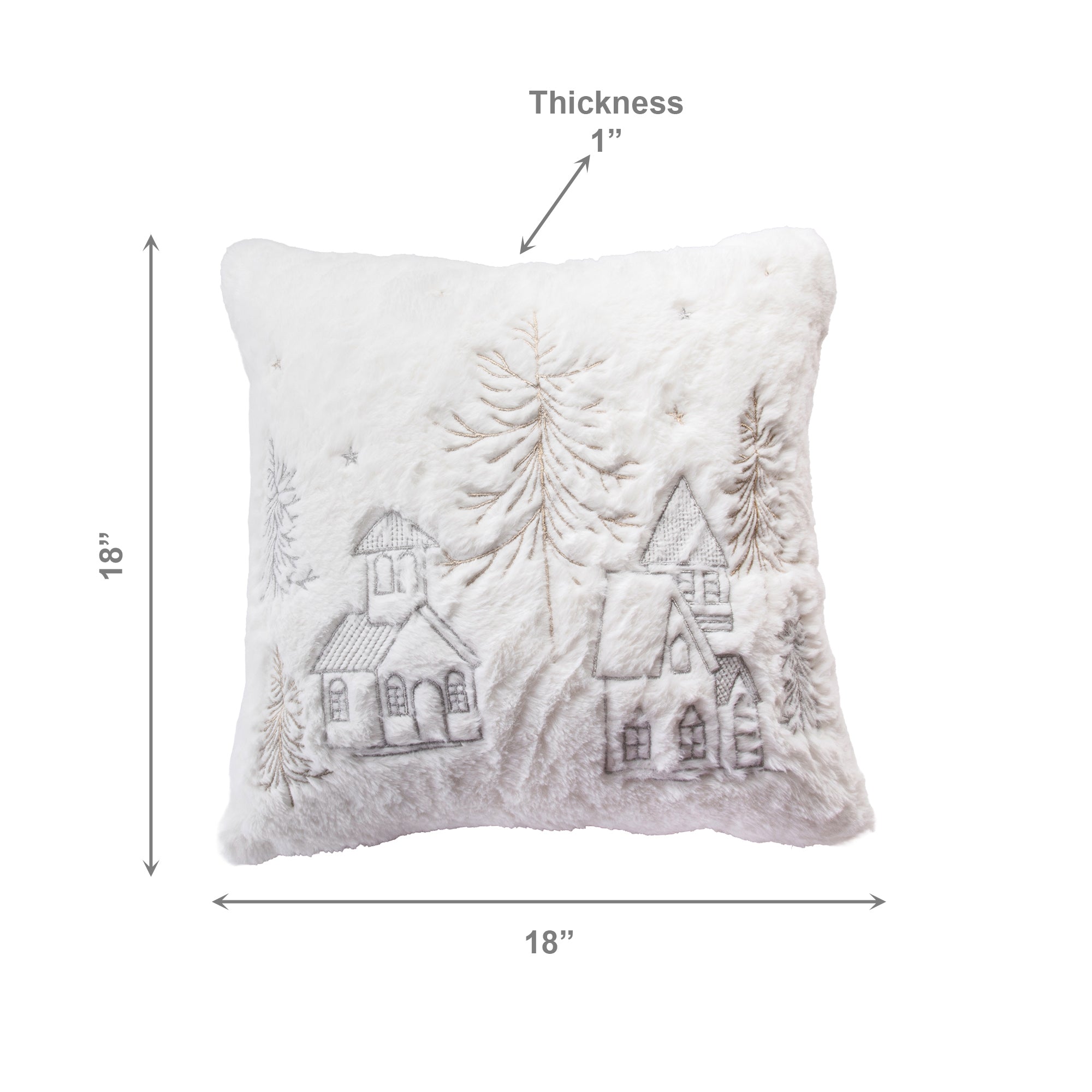 Polyester Embroidered Cushion Winter Village, Winter, Throw Pillow, Holiday Decor- Set of 2