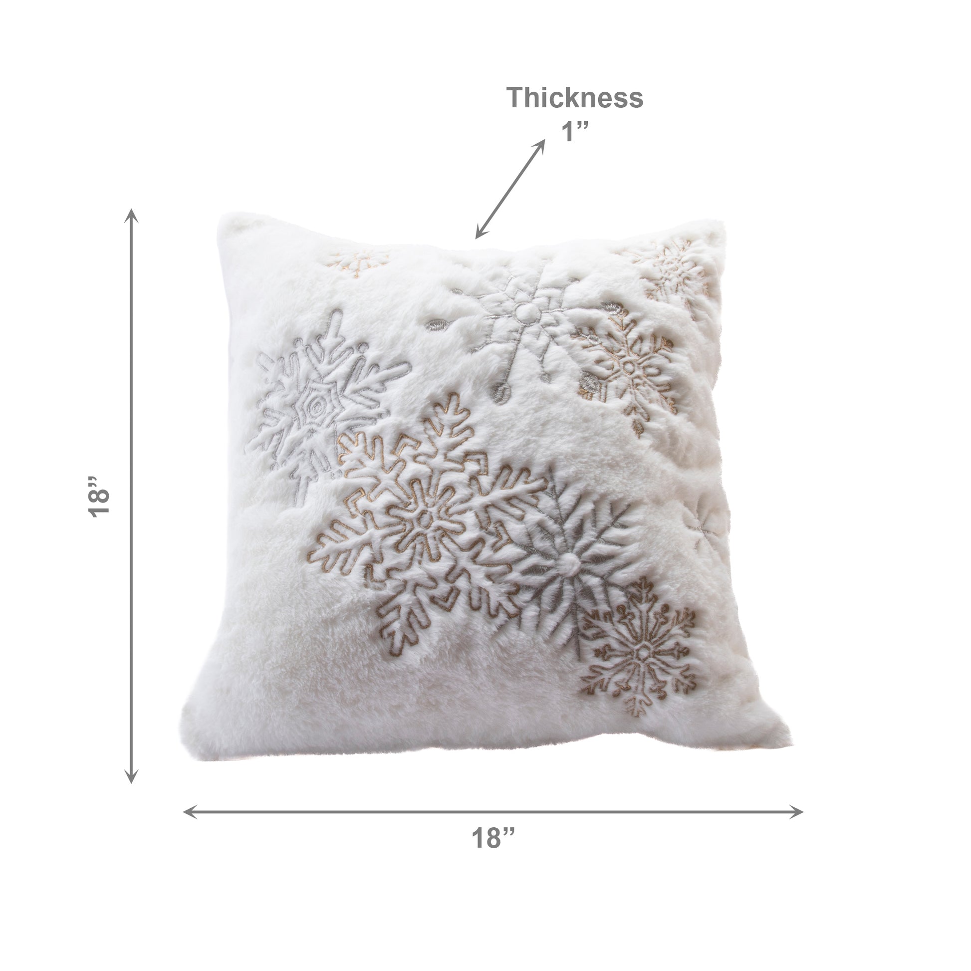 Polyester Embroidered Cushion Snowflakes, Throw Pillow, Holiday Decor- Set of 2
