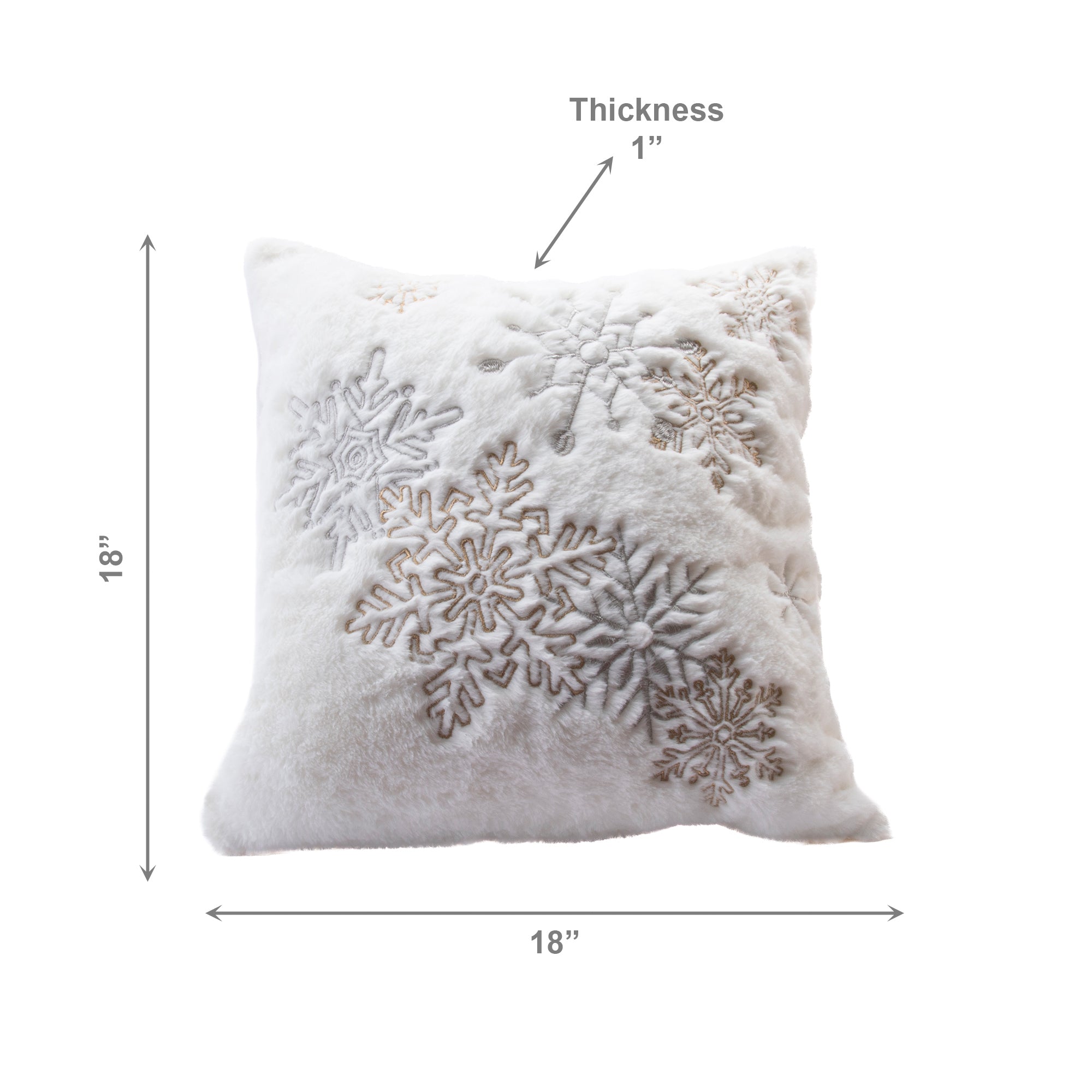 Polyester Embroidered Cushion Snowflakes, Throw Pillow, Holiday Decor- Set of 2