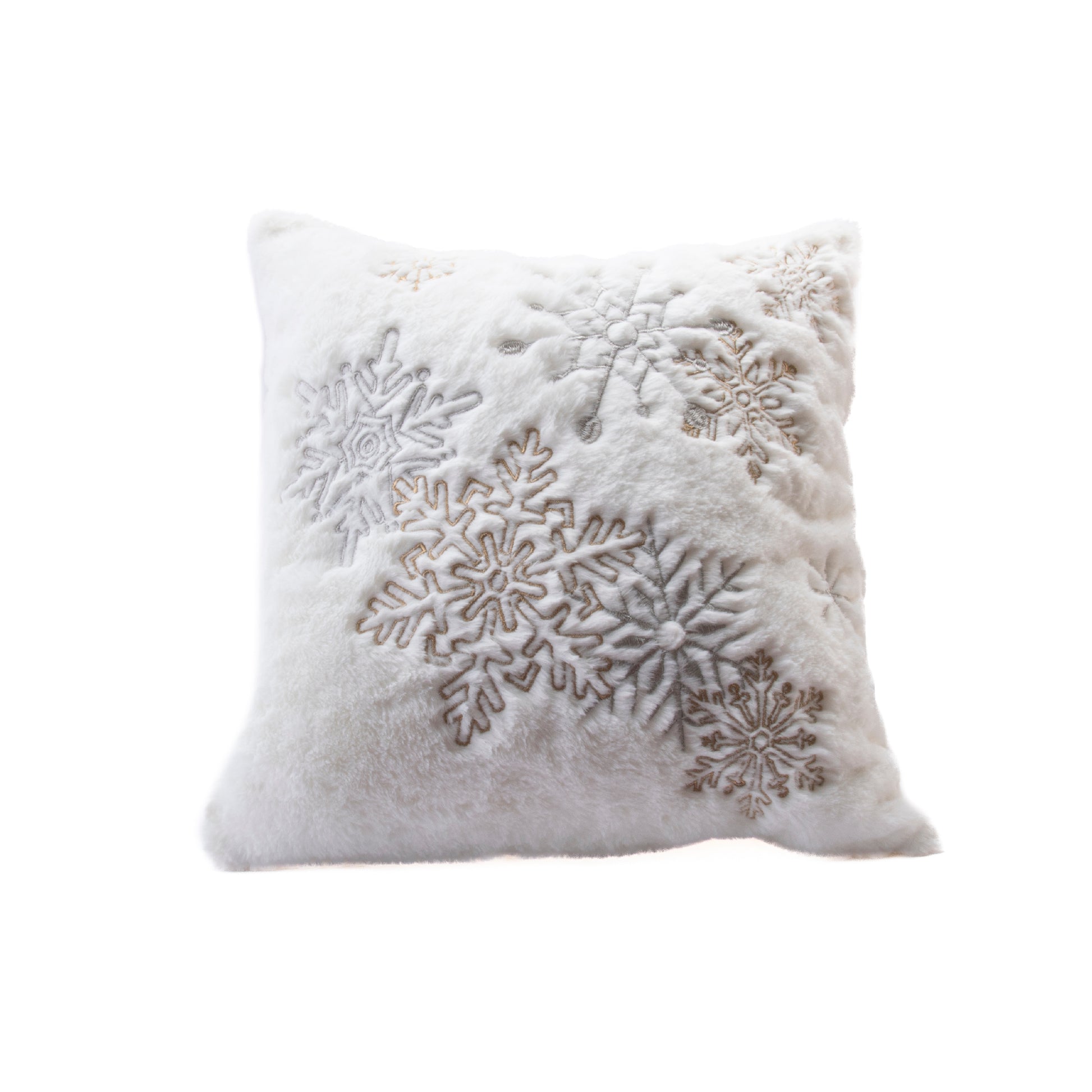 Polyester Embroidered Cushion Snowflakes, Throw Pillow, Holiday Decor- Set of 2