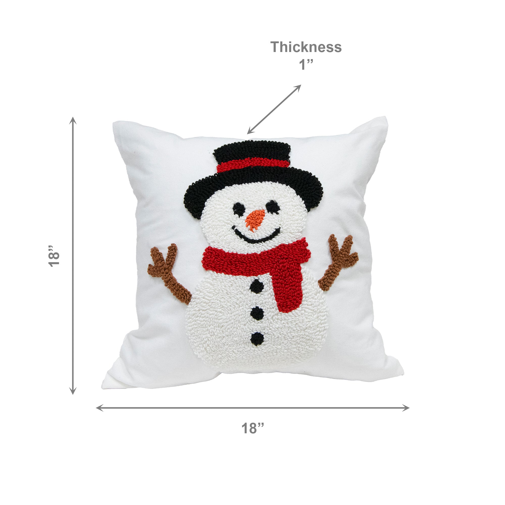 Cotton Embroidered Cushion Snowman, Christmas, Throw Pillow, Holiday Decor- Set of 2