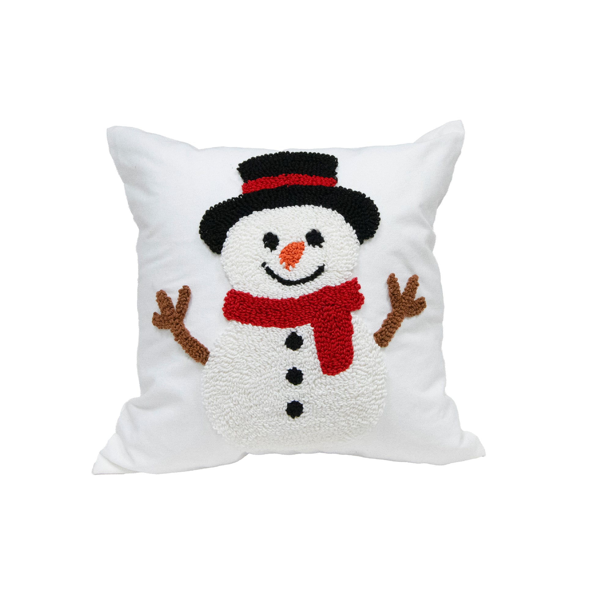 Cotton Embroidered Cushion Snowman, Christmas, Throw Pillow, Holiday Decor- Set of 2