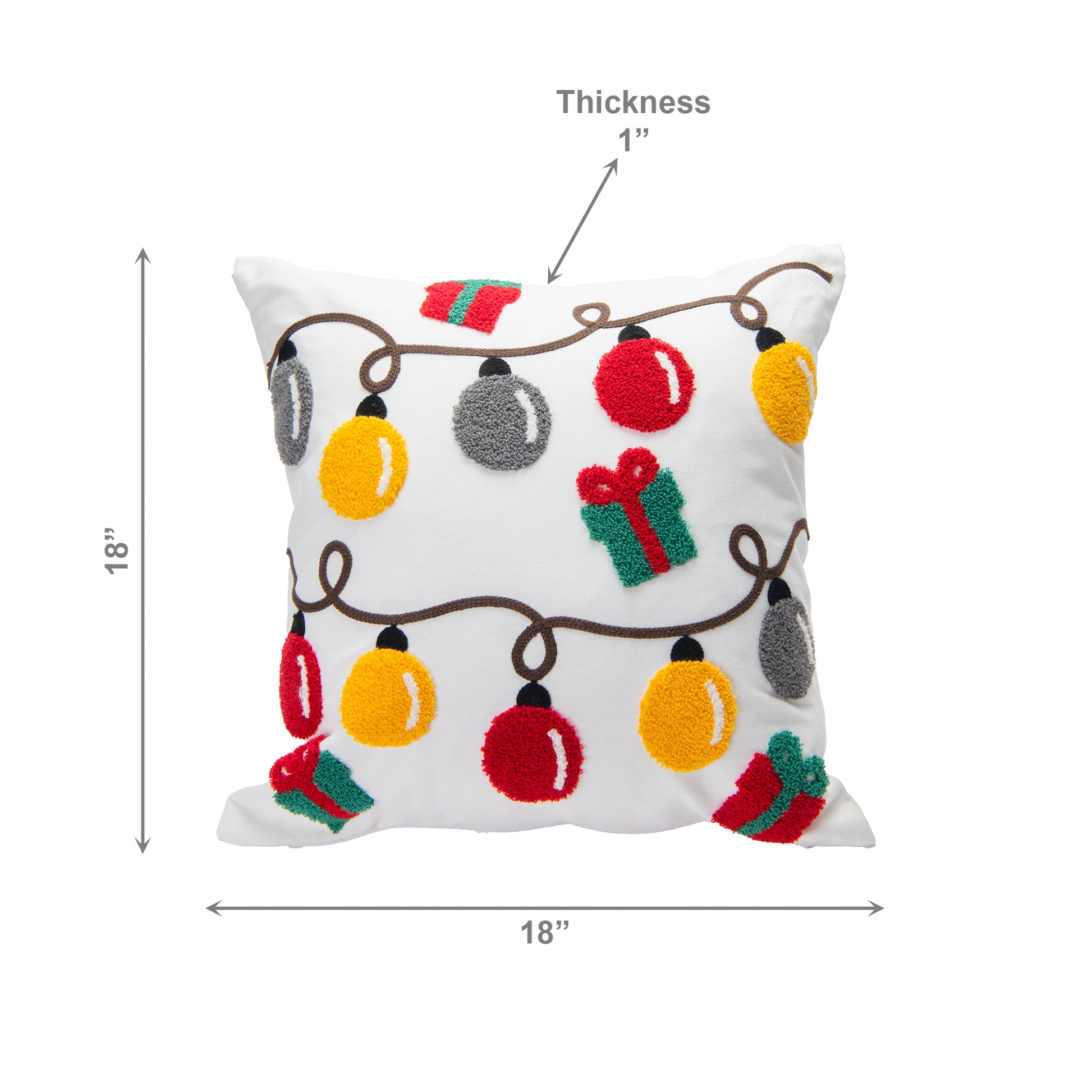 Cotton Embroidered Cushion Christmas Lights, Christmas, Throw Pillow, Holiday Decor- Set of 2