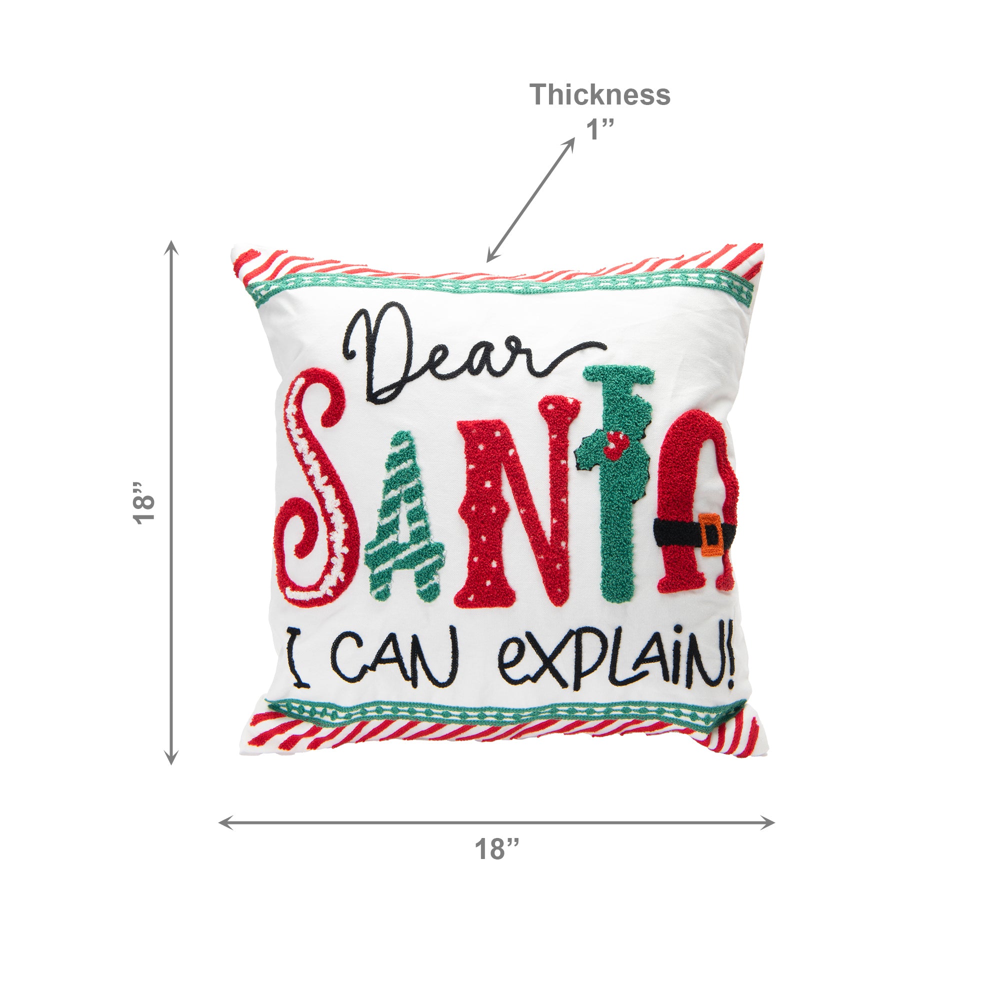 Cotton Embroidered Cushion Dear Santa, I Can Explain, Christmas, Throw Pillow, Holiday Decor- Set of 2