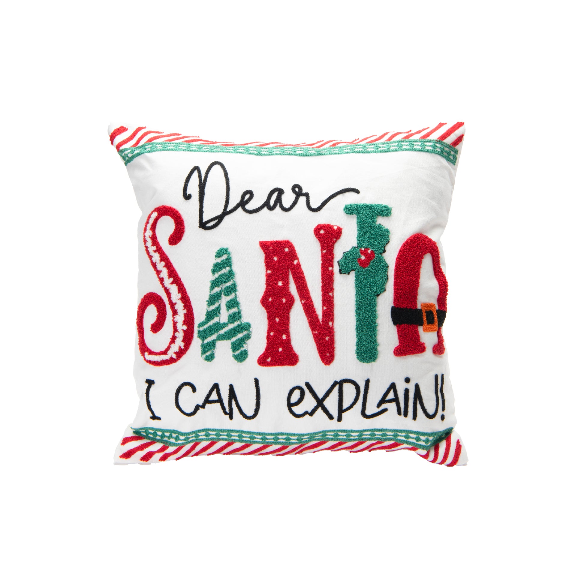 Cotton Embroidered Cushion Dear Santa, I Can Explain, Christmas, Throw Pillow, Holiday Decor- Set of 2