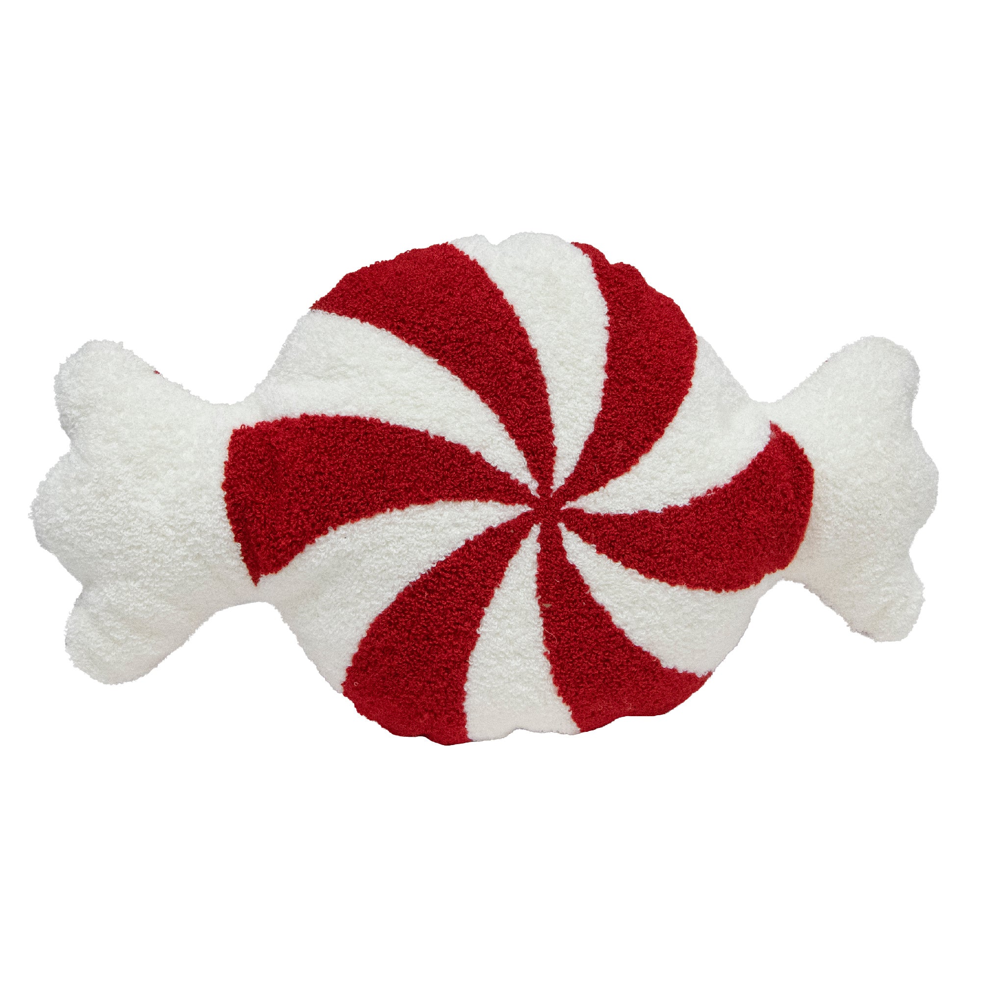 Cotton Embroidered Cushion Peppermint Candy, Throw Pillow, Holiday Decor- Set of 2