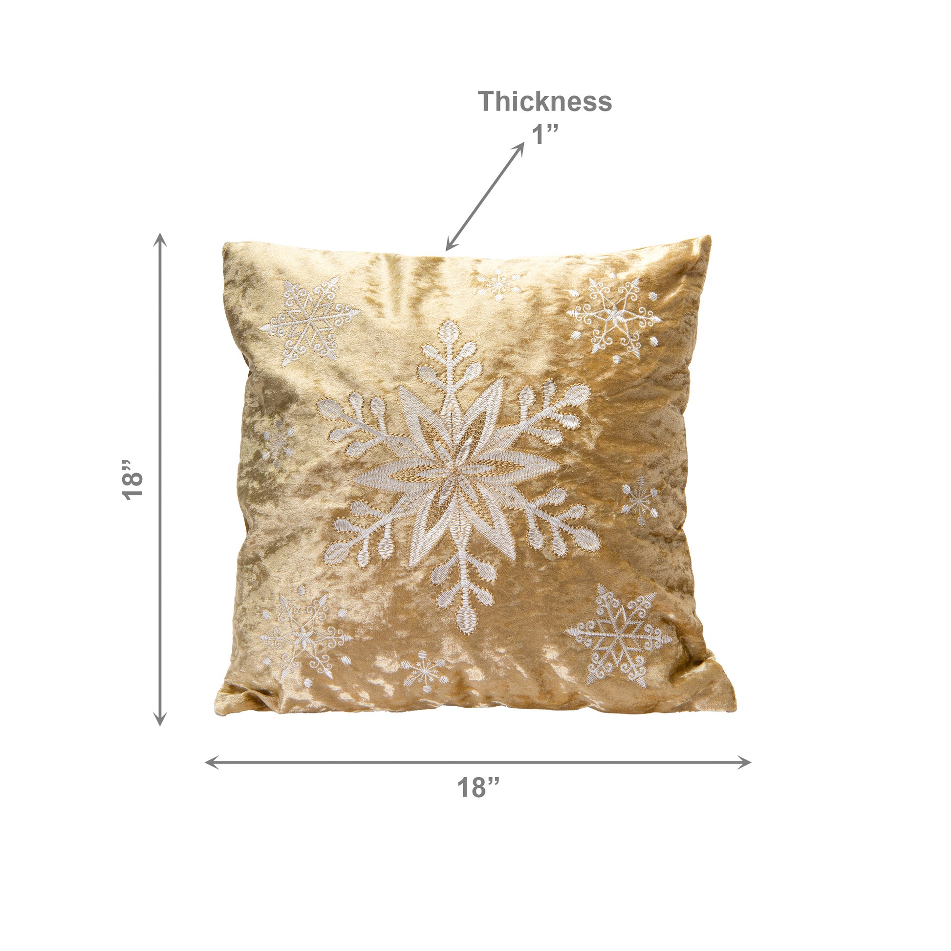 Polyester Embroidered Cushion Snowflakes, Throw Pillow, Holiday Decor - Set of 2