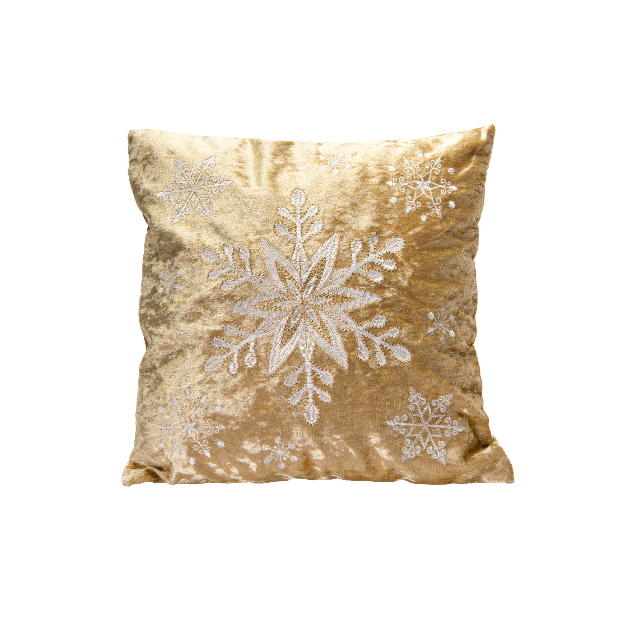 Polyester Embroidered Cushion Snowflakes, Throw Pillow, Holiday Decor - Set of 2