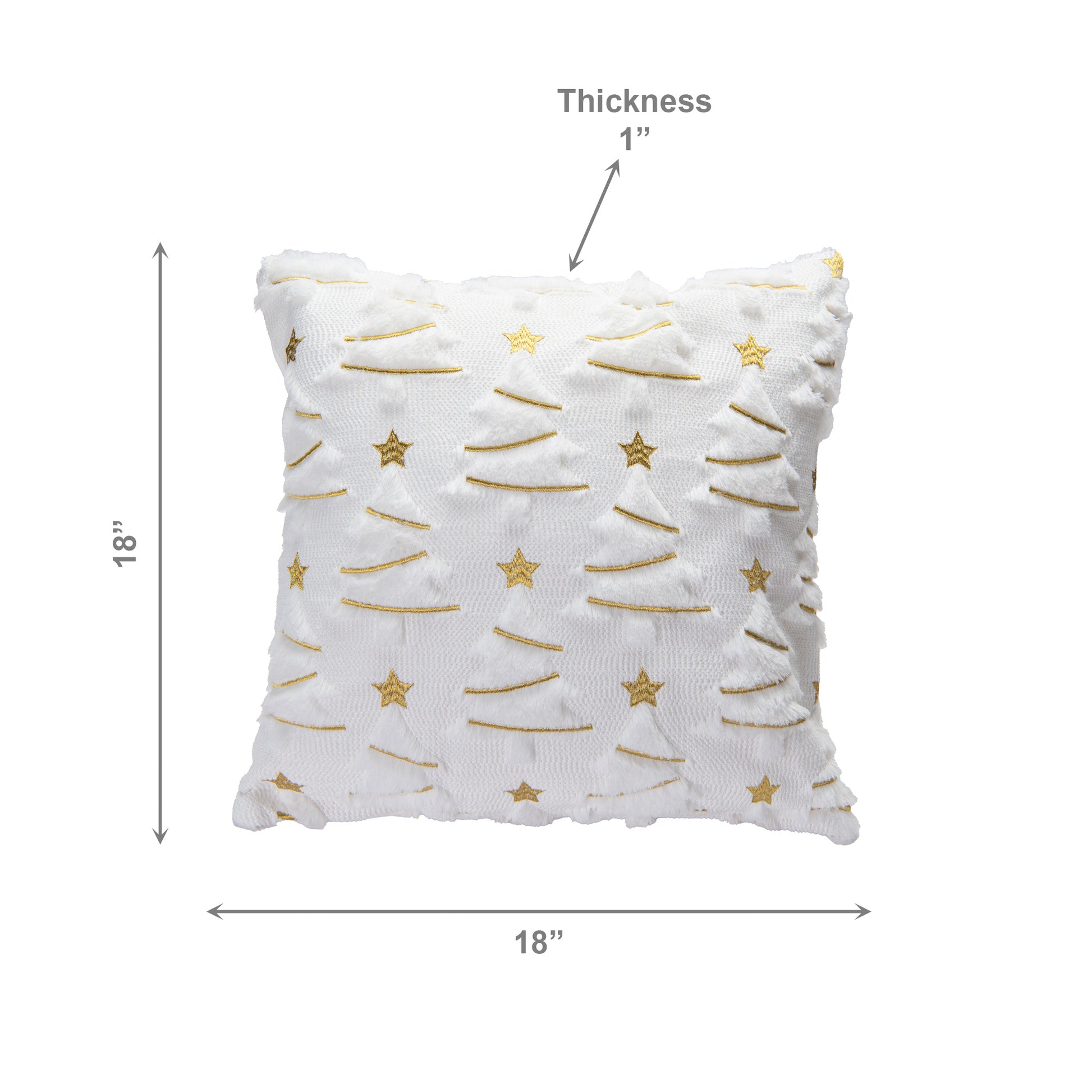 Polyester Fleece Embroidered Cushion Trees with Gold Star, Throw Pillow, Holiday Decor- Set of 2