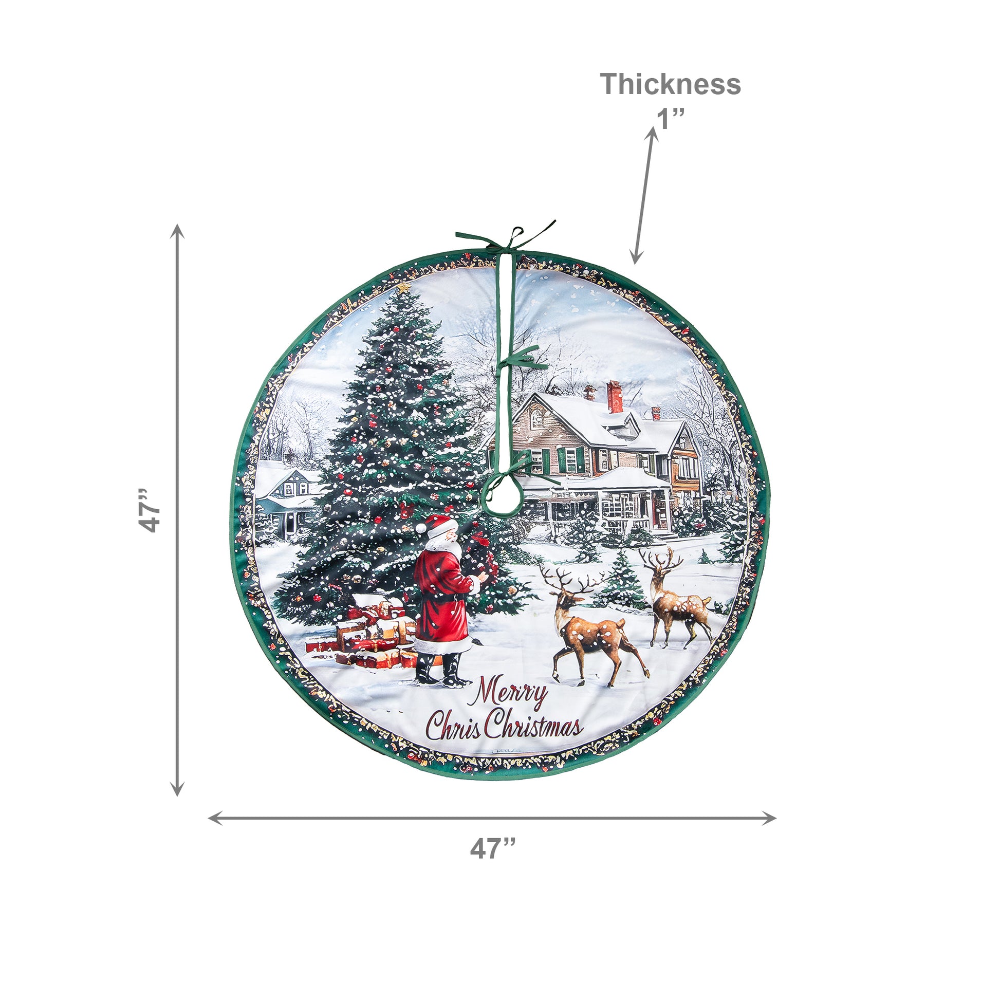 Polyester Tree Skirt Santa in Christmas Village, Christmas, Village Decor, Holiday Decor- Set of 2