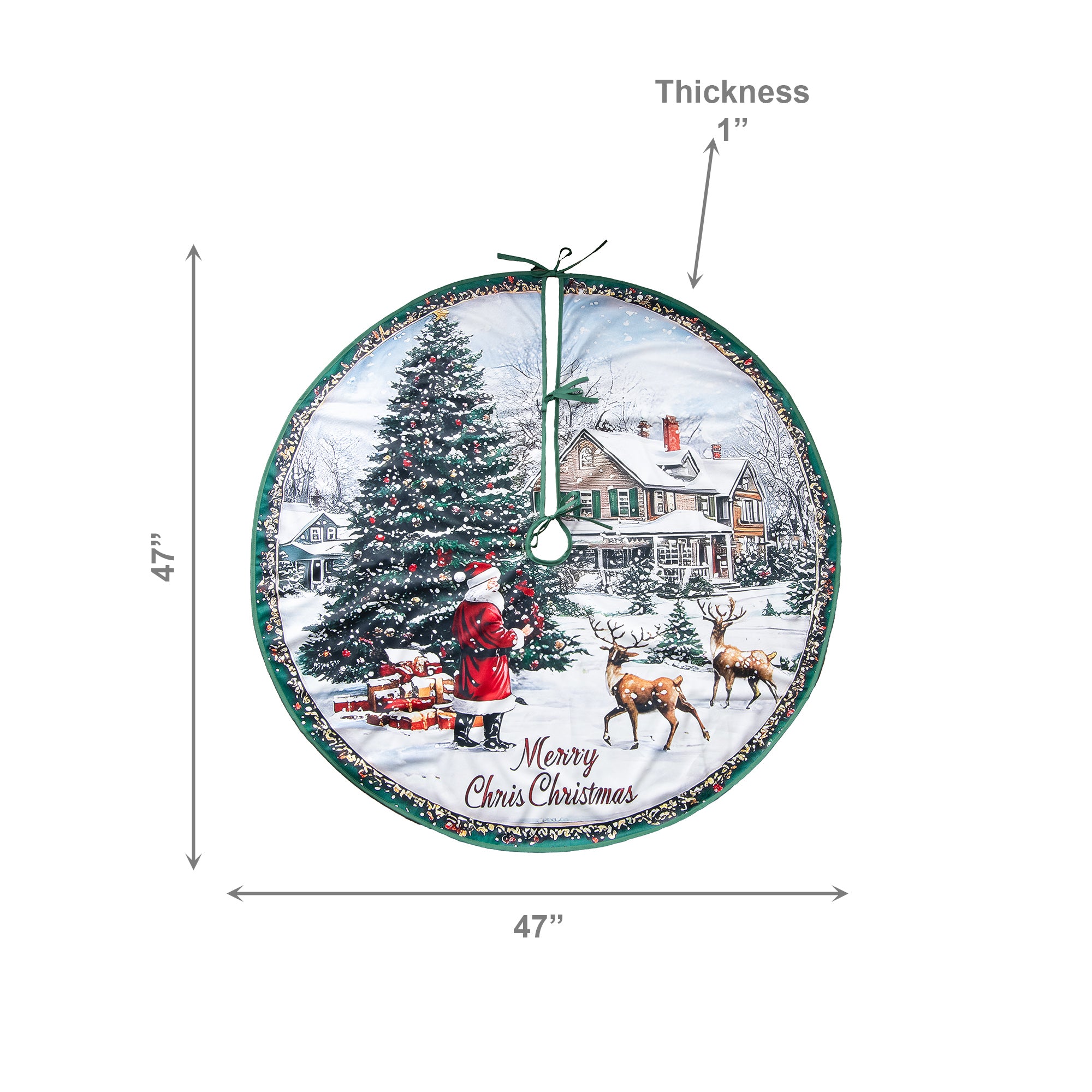 Polyester Tree Skirt Santa in Christmas Village, Christmas, Village Decor, Holiday Decor- Set of 2