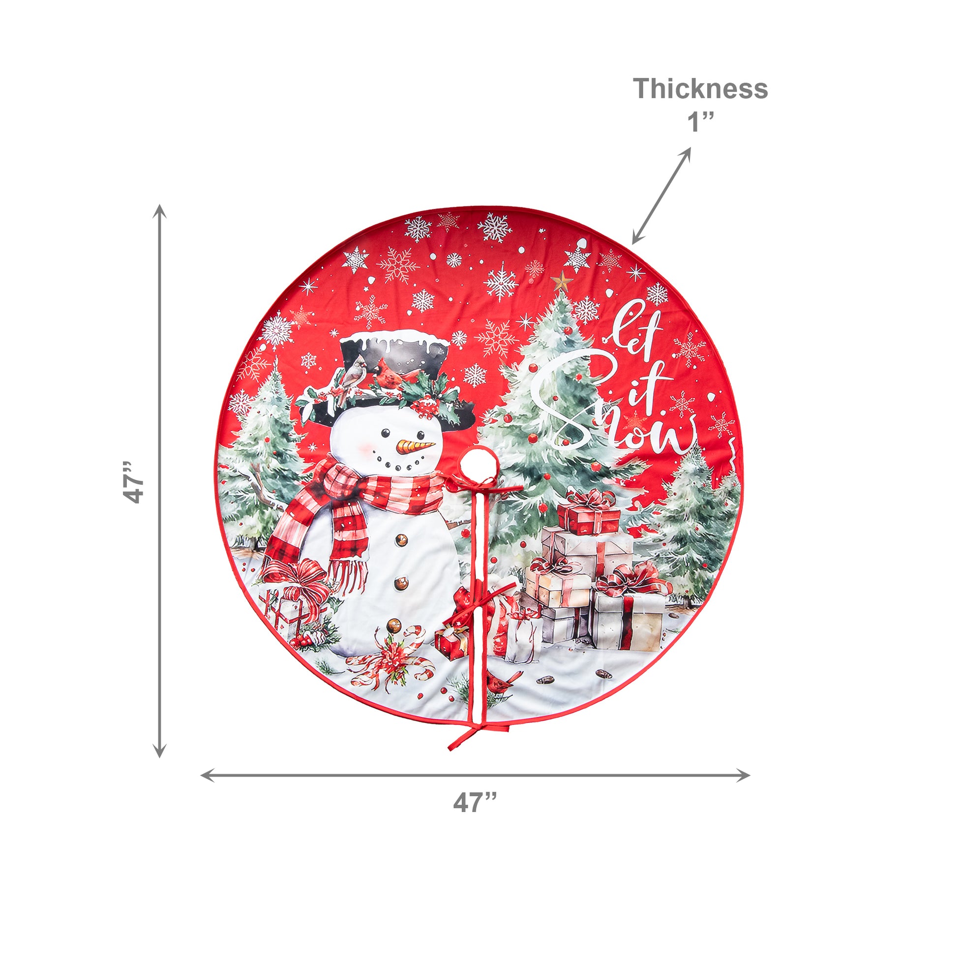 Polyester Tree Skirt Snowman and Gifts, Christmas, Holiday Decor- Set of 2