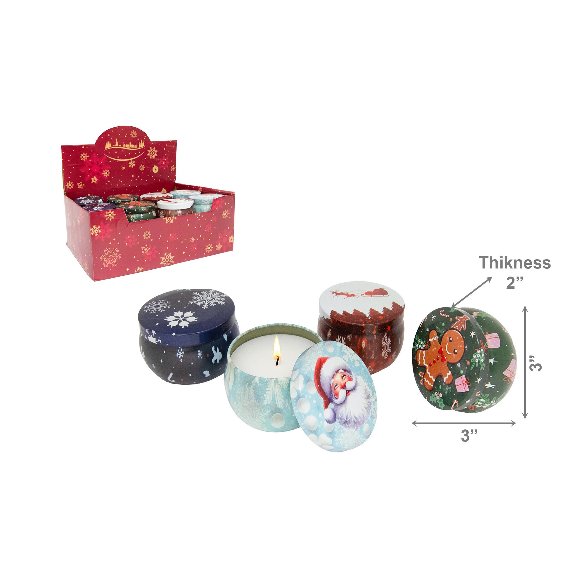 4.3oz Scented Candle in Tin Jar Assorted, Scented Candle, Holiday Decor- Set of 24