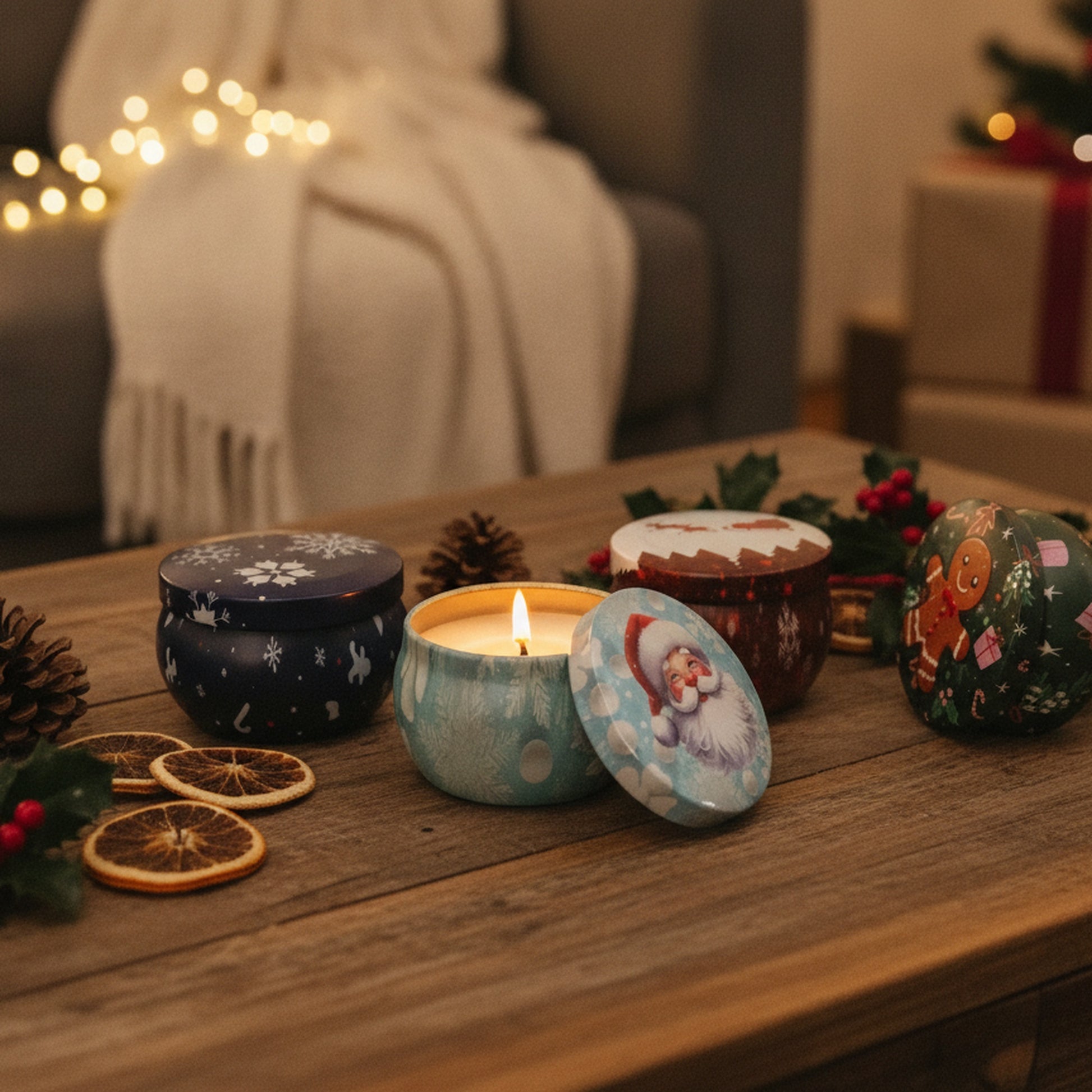 4.3oz Scented Candle in Tin Jar Assorted, Scented Candle, Holiday Decor- Set of 24