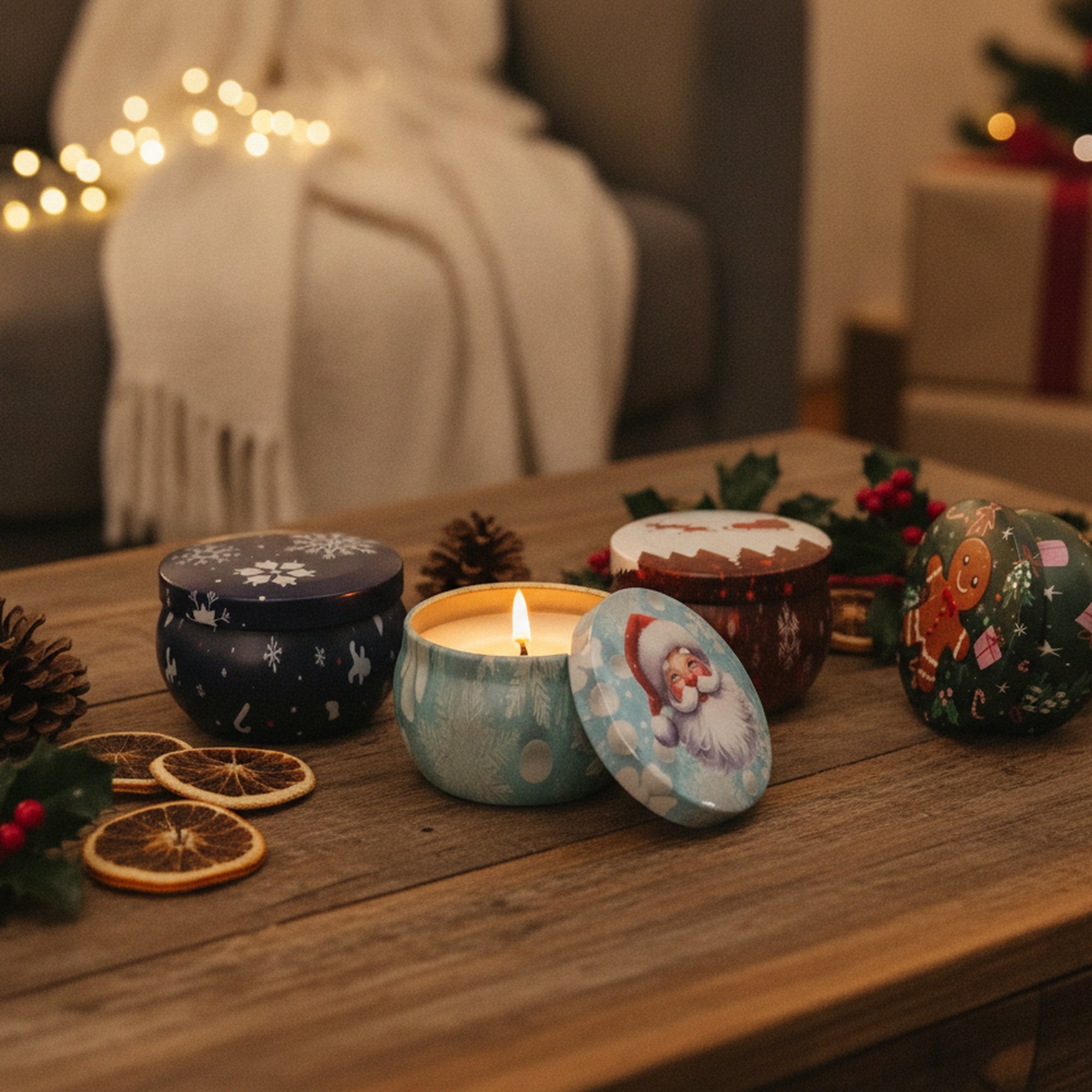 4.3oz Scented Candle in Tin Jar Assorted, Scented Candle, Holiday Decor- Set of 24