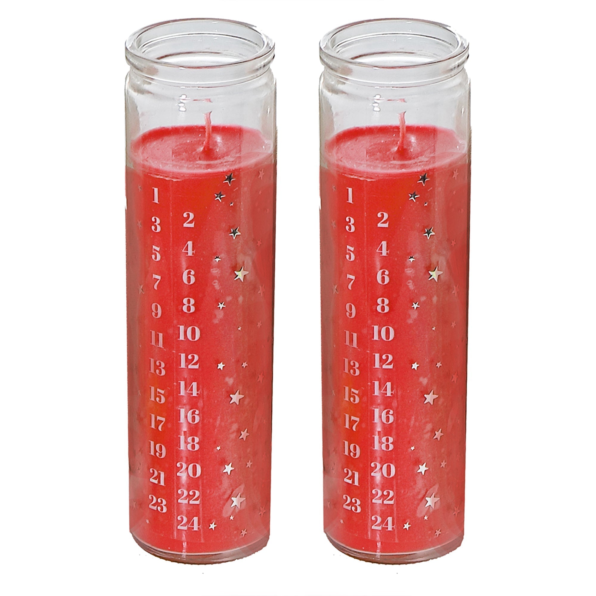10.6 oz Advent Countdown Scented Candle with Star Design - Set of 2, Holiday Candle, Christmas Countdown, Festive Gift
