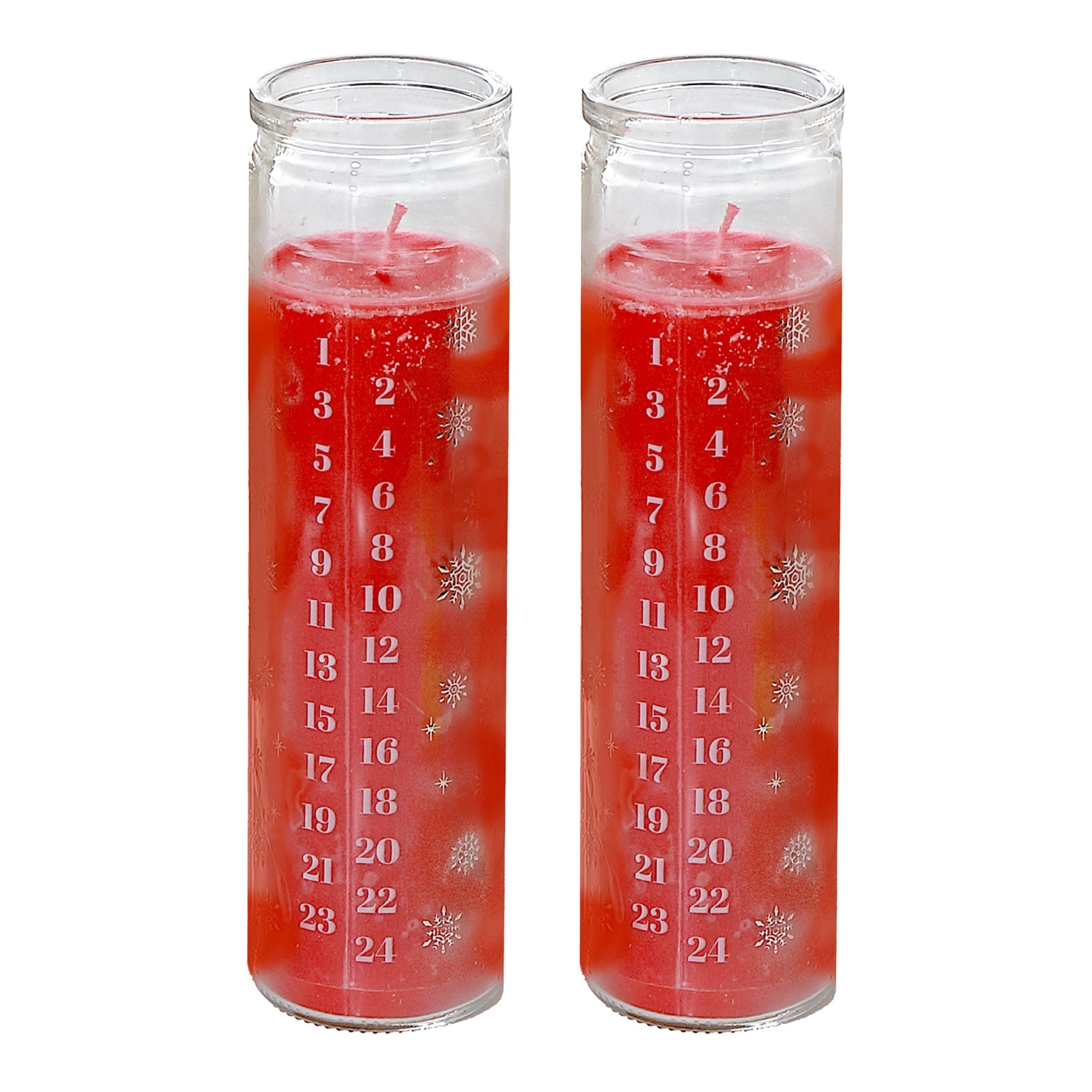 10.6 oz Advent Countdown Scented Candle with Snowflake Design - Set of 2, Holiday Candle, Christmas Countdown, Festive Gift