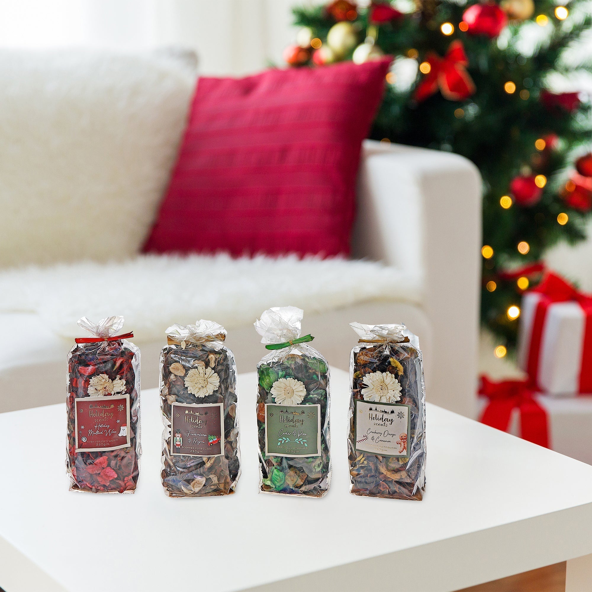Winter Solstice 250g Potpourri Set of 4 – Holiday Scented Decor, Christmas Home Accent, Festive Seasonal Fragrance