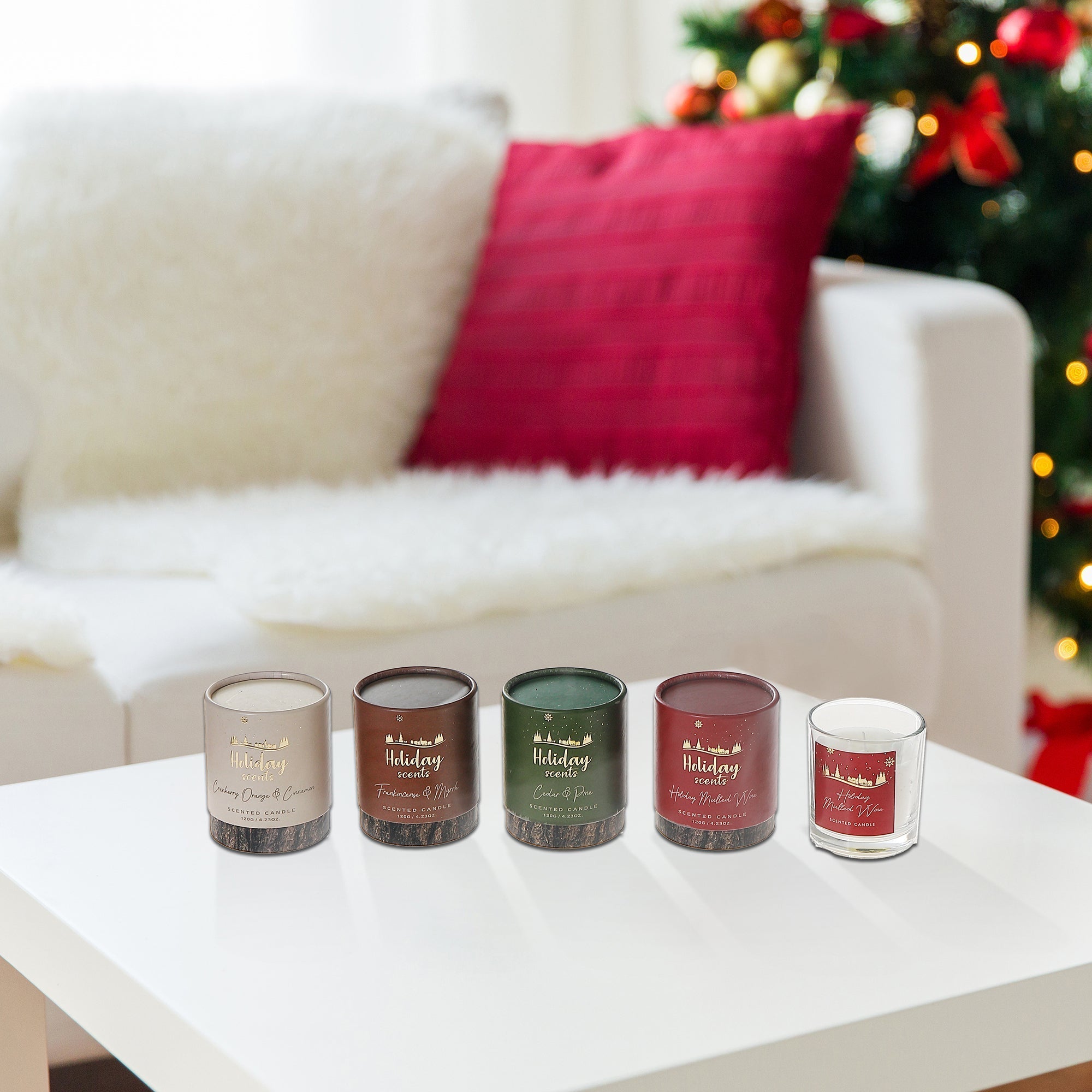 Winter Solstice 4.25 oz Scented Candle in Gift Box Assorted - Set of 4, Christmas Candle, Holiday Gift, Festive Home Fragrance
