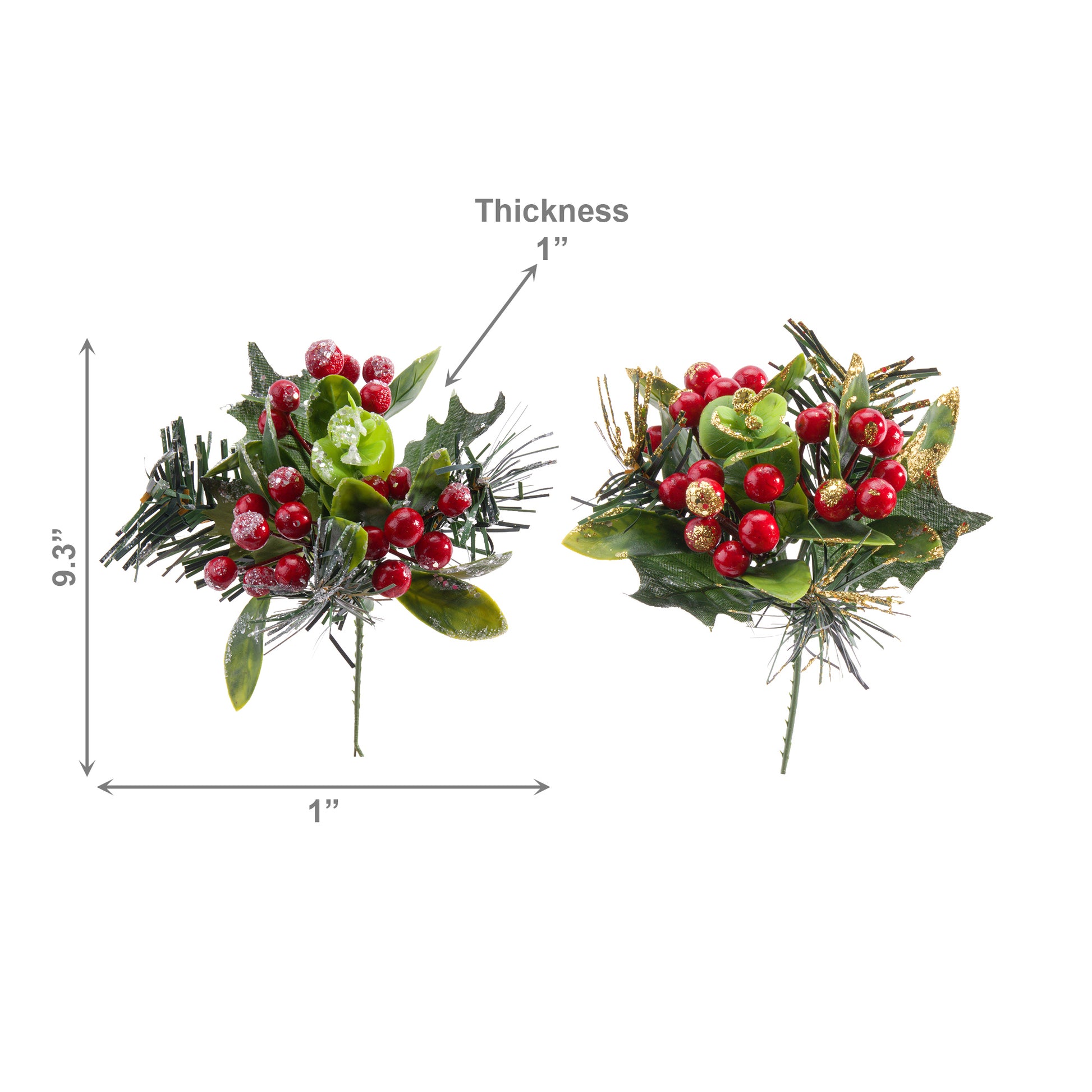 Glitter Frost Covered Berries Pick, Holiday Decor- Set of 6