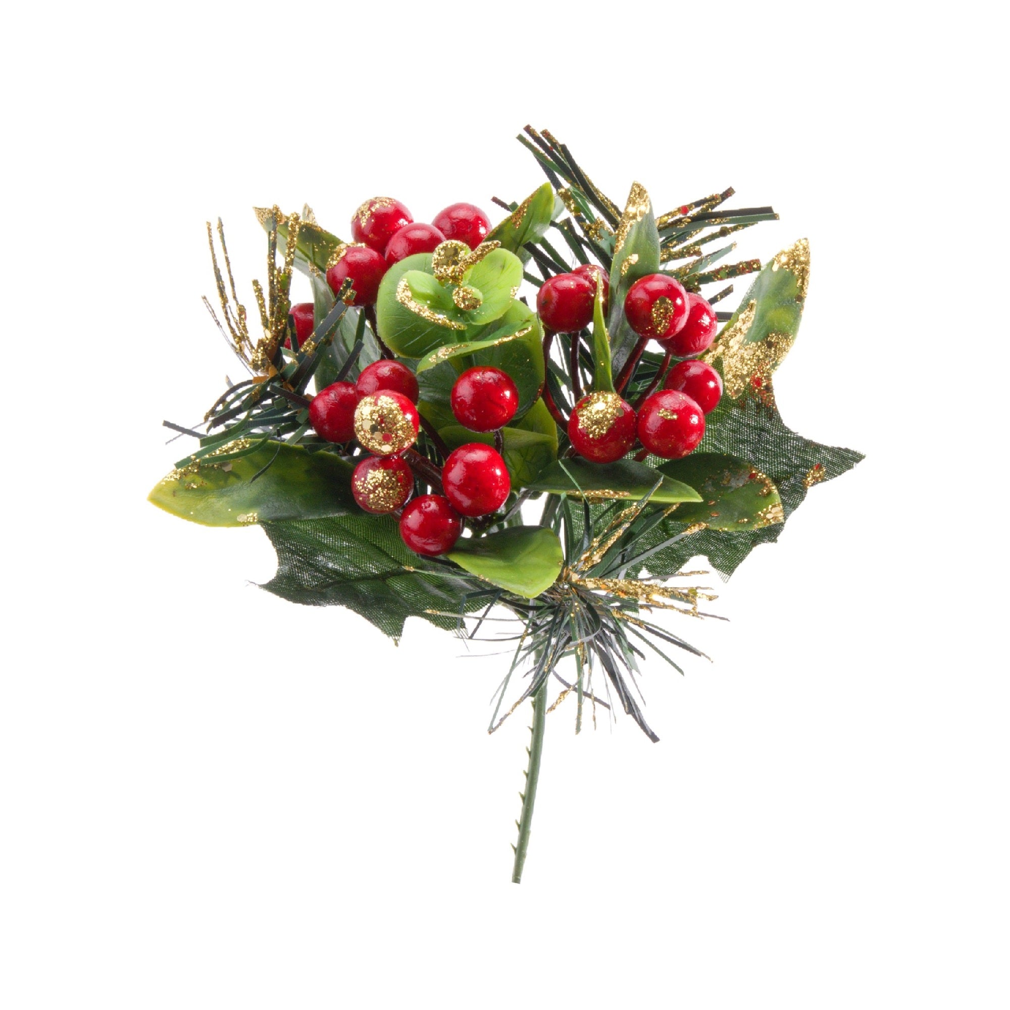 Glitter Frost Covered Berries Pick, Holiday Decor- Set of 6