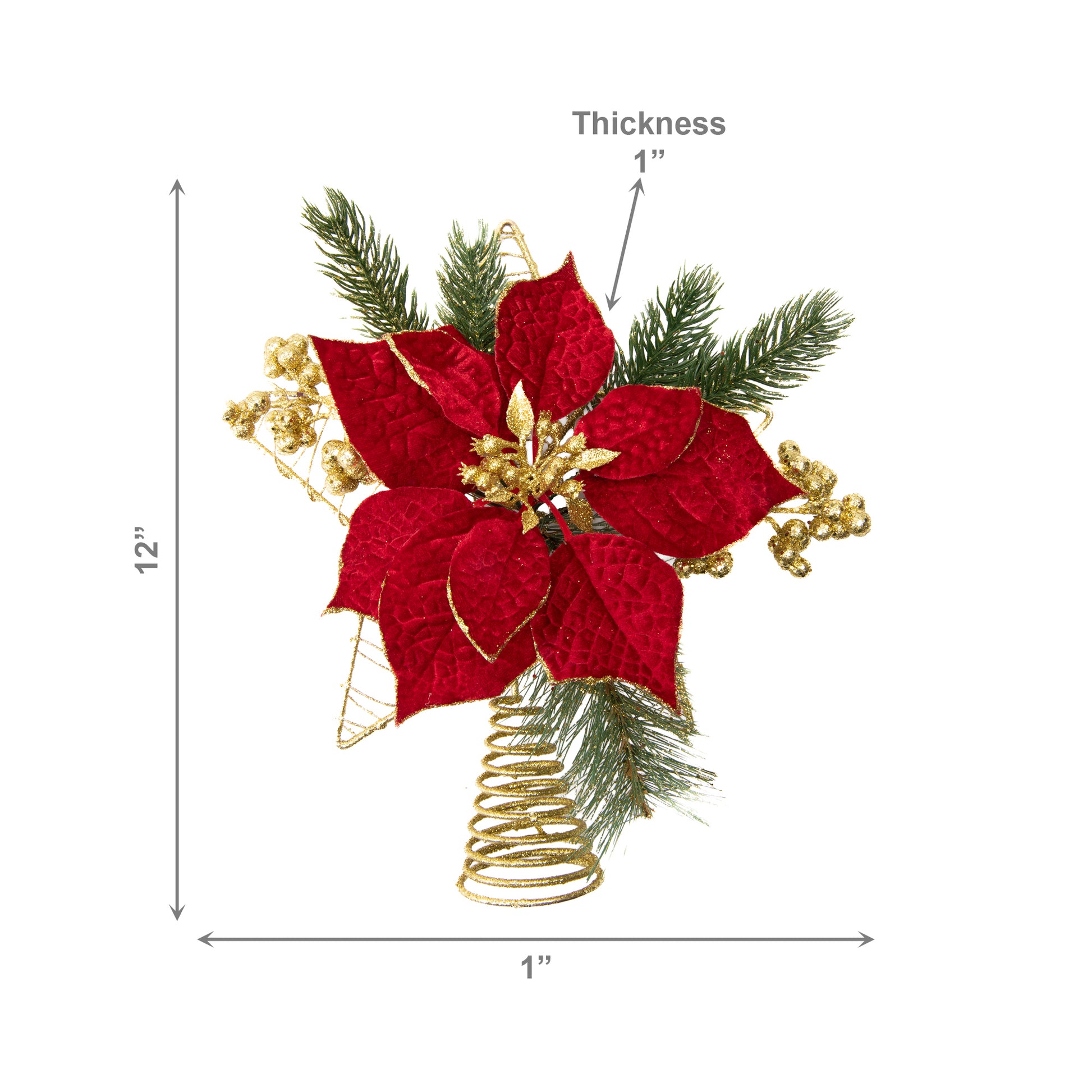 Velvet Poinsettia and Star Tree Topper Red, Christmas, Holiday Decor