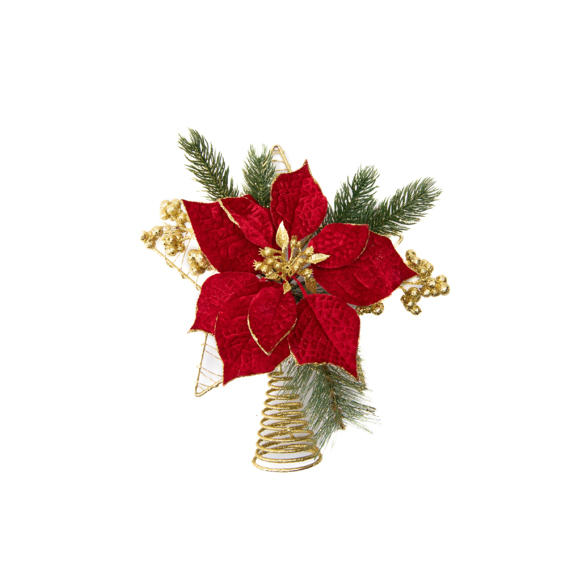 Velvet Poinsettia and Star Tree Topper Red, Christmas, Holiday Decor