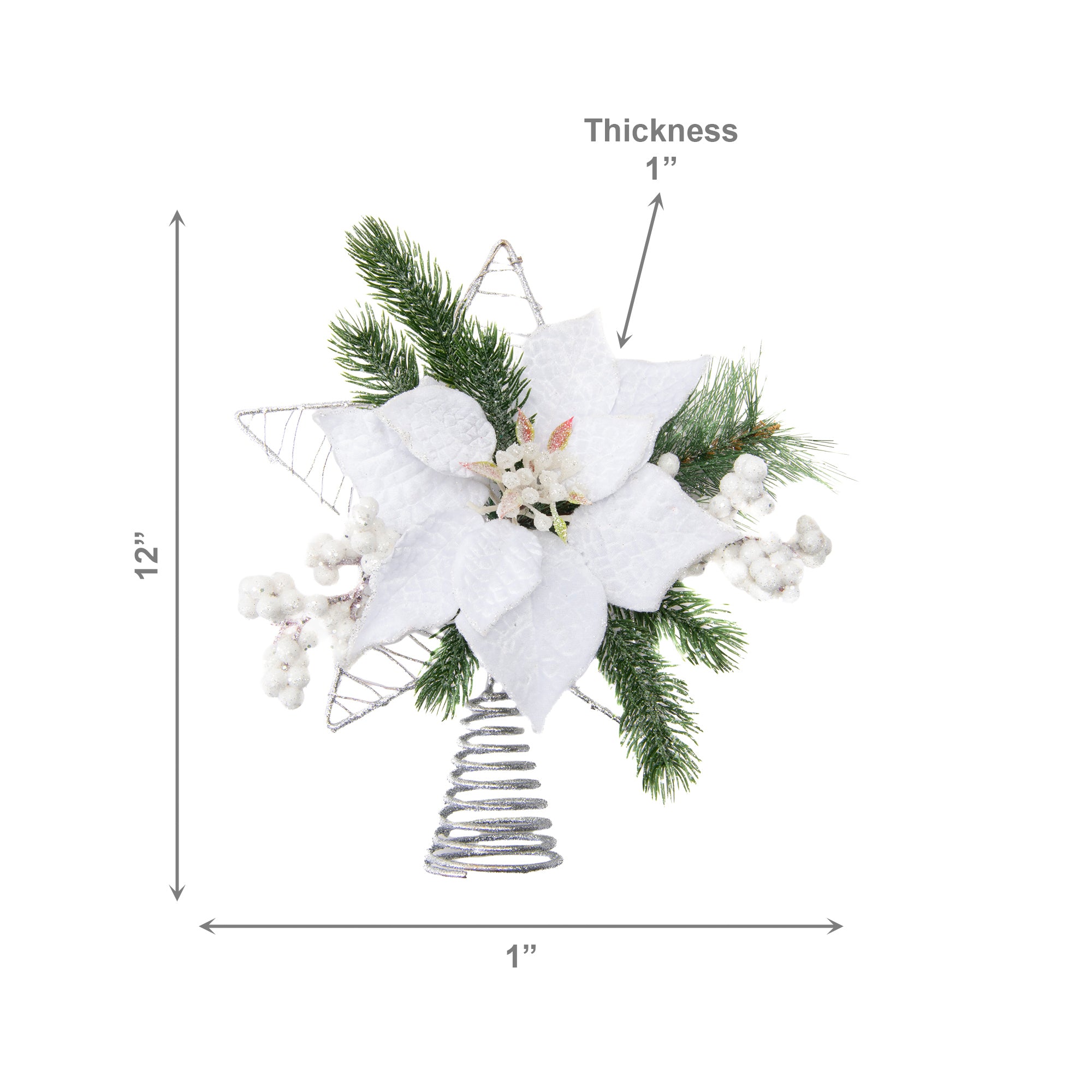 Velvet Poinsettia and Star Tree Topper White, Christmas, Holiday Decor