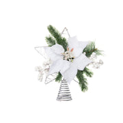 Velvet Poinsettia and Star Tree Topper White, Christmas, Holiday Decor