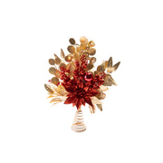 Red Glitter Poinsettia and Gold Leaf Tree Topper, Christmas, Holiday Decor