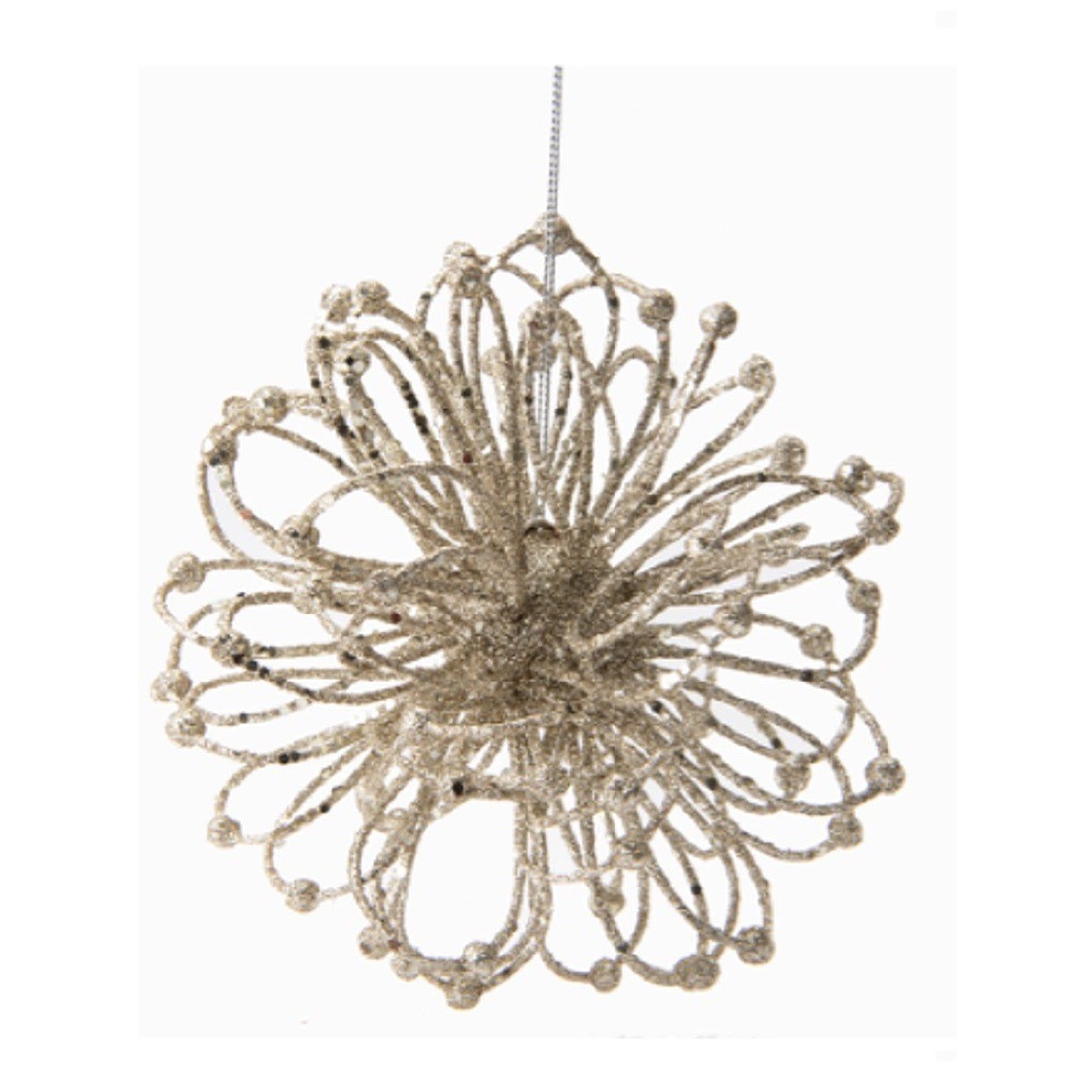 Glitter Floral Loop Ornament, Ornament, Holiday Decor- Set of 2