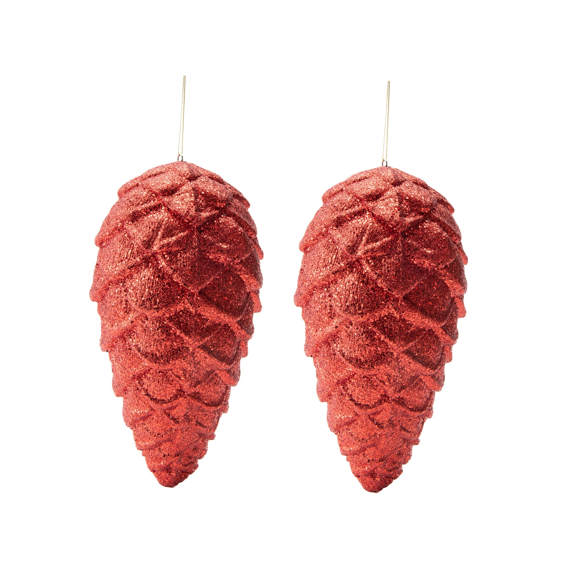 Glitter Pinecone Ornament Red, Christmas, Ornament, Holiday Decor- Set of 2
