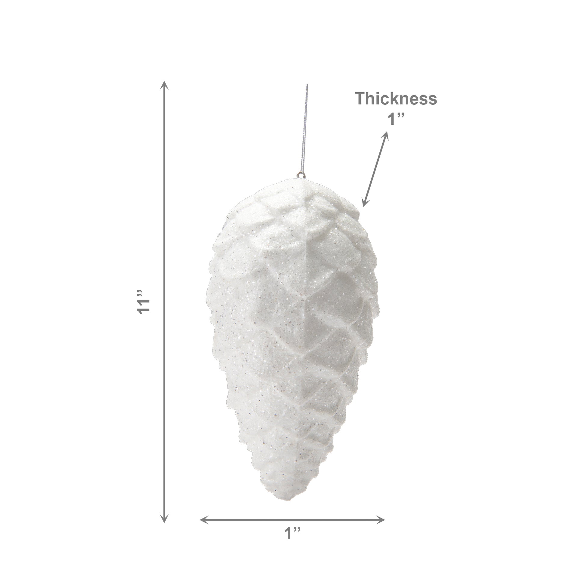 Glitter Pinecone Ornament White, Christmas, Ornament, Holiday Decor- Set of 2