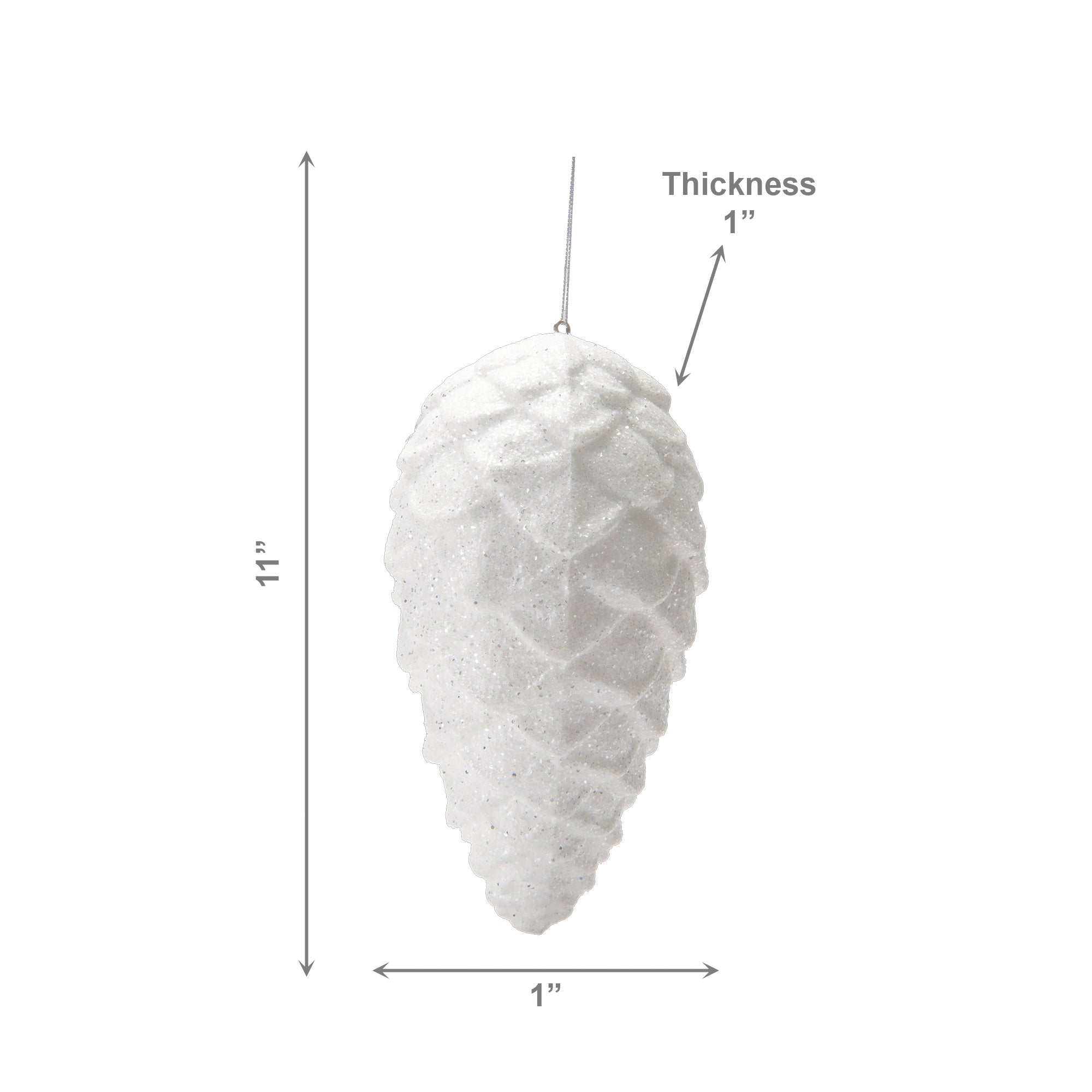 Glitter Pinecone Ornament White, Christmas, Ornament, Holiday Decor- Set of 2