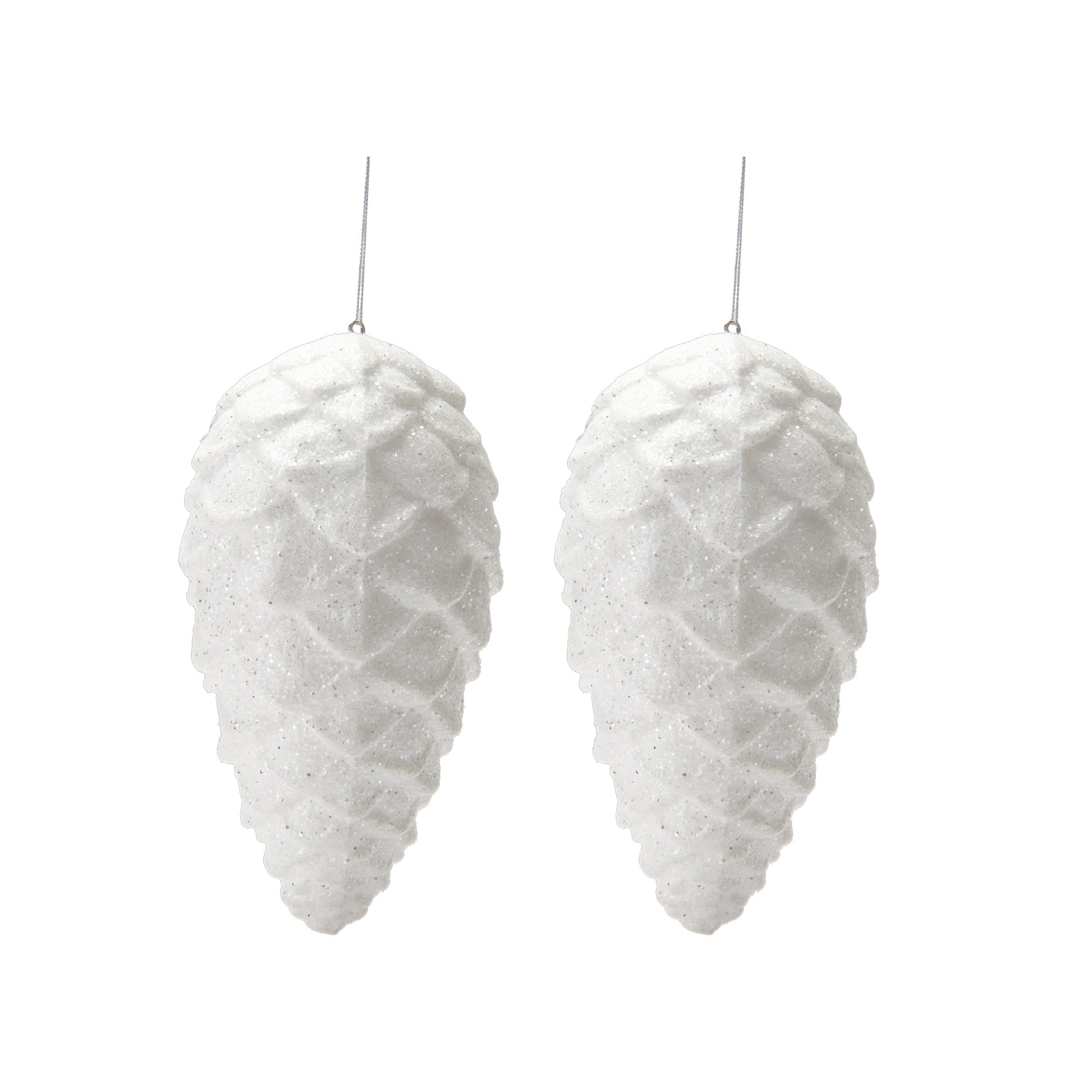 Glitter Pinecone Ornament White, Christmas, Ornament, Holiday Decor- Set of 2