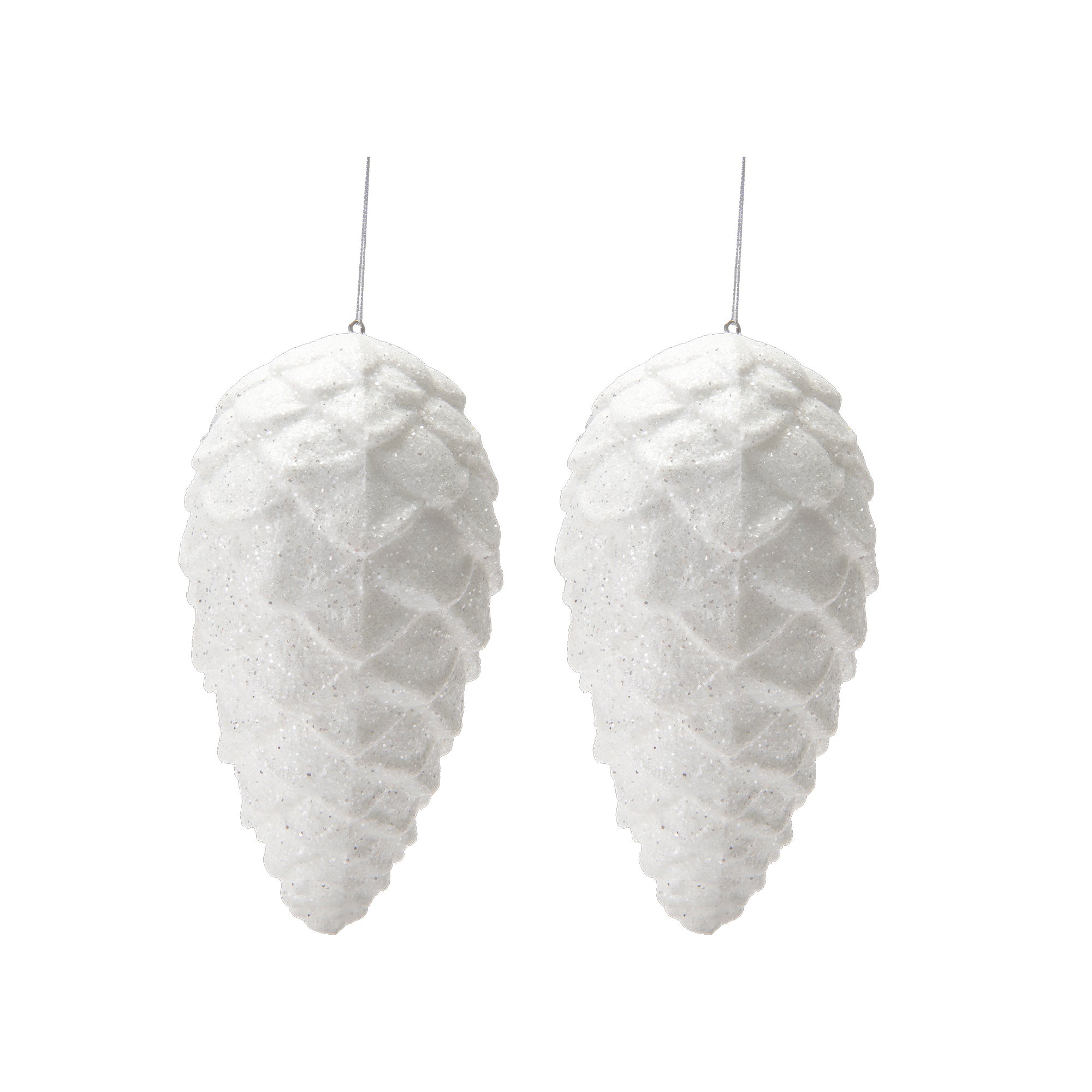 Glitter Pinecone Ornament White, Christmas, Ornament, Holiday Decor- Set of 2