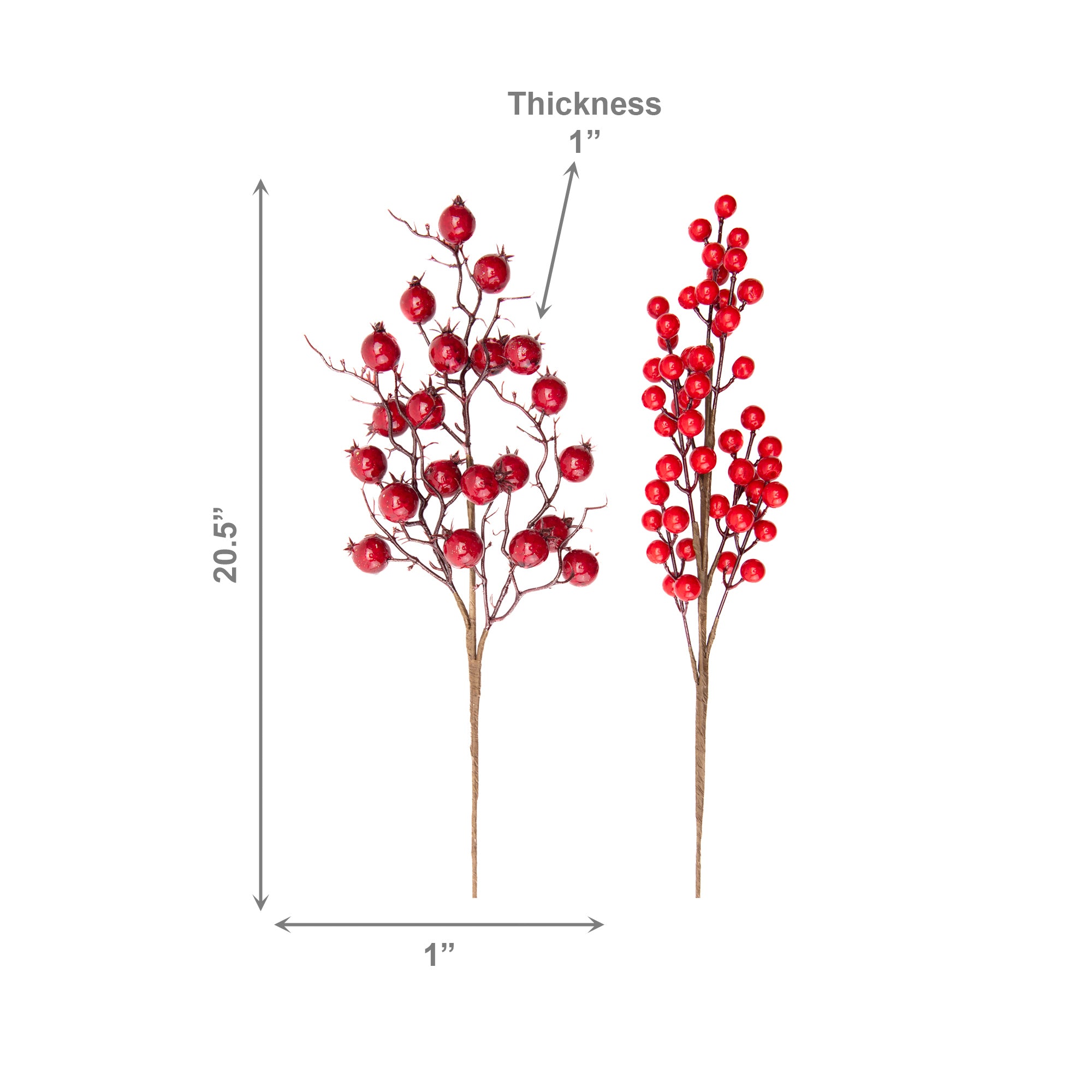 Red Berries Pick Assorted, Floral Pick, Holiday Decor- Set of 6