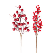 Red Berries Pick Assorted, Floral Pick, Holiday Decor- Set of 6