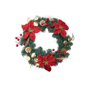 Red Velvet Poinsettia and Gold Pinecone Wreath, Christmas, Wreath, Holiday Decor