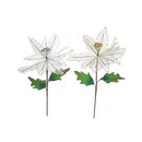 Netted Glitter Edged Poinsettia Stem - Set of 6