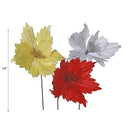 Glitter Edged Veiny Poinsettia Stem - Set of 3