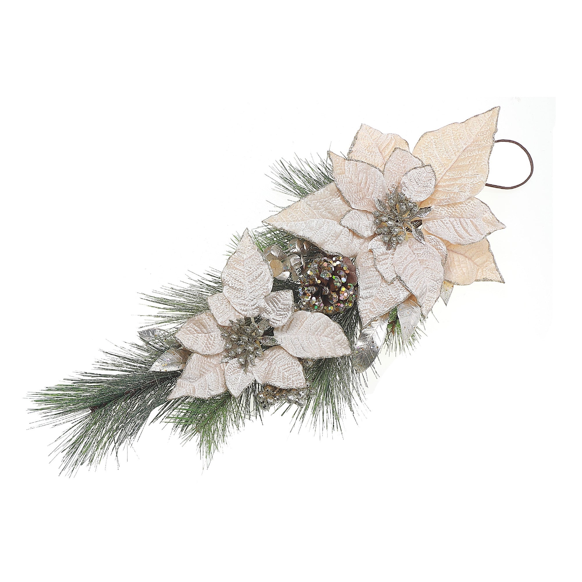 Poinsettia And Pinecone Door Hanger, Christmas Door Decor, Holiday Entryway Decoration