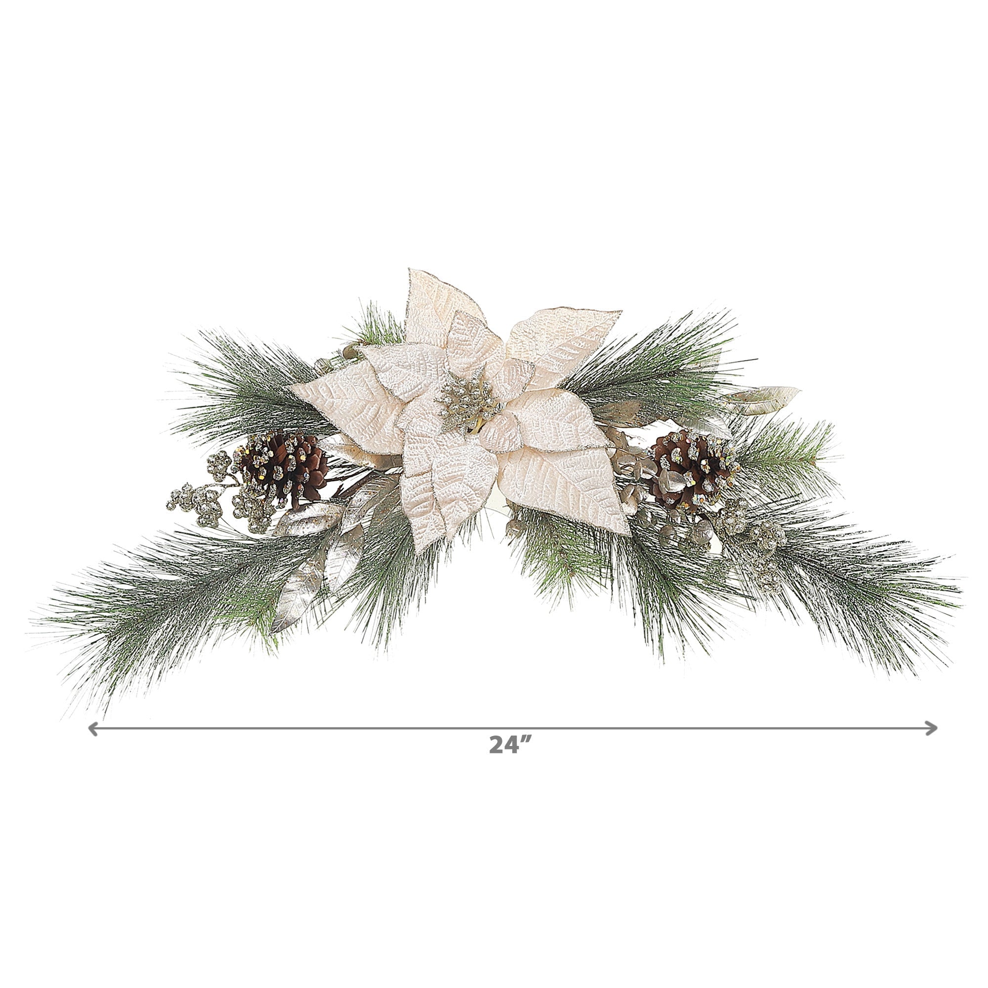 Poinsettia And Pinecone Swag, Christmas Door Swag, Holiday Wall Decoration