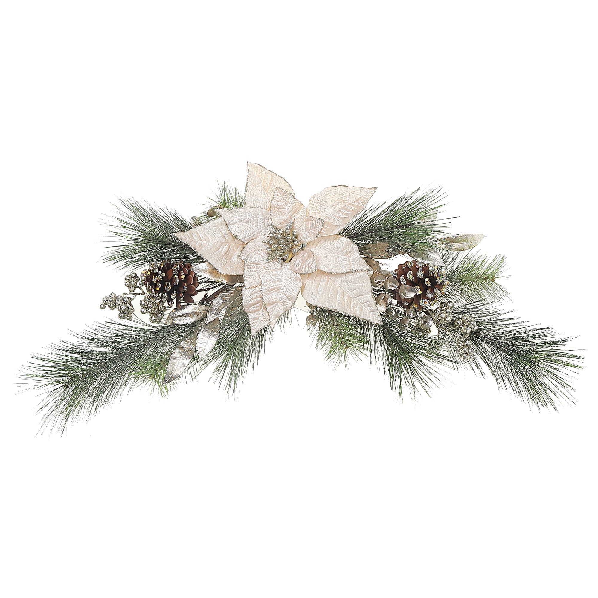 Poinsettia And Pinecone Swag, Christmas Door Swag, Holiday Wall Decoration